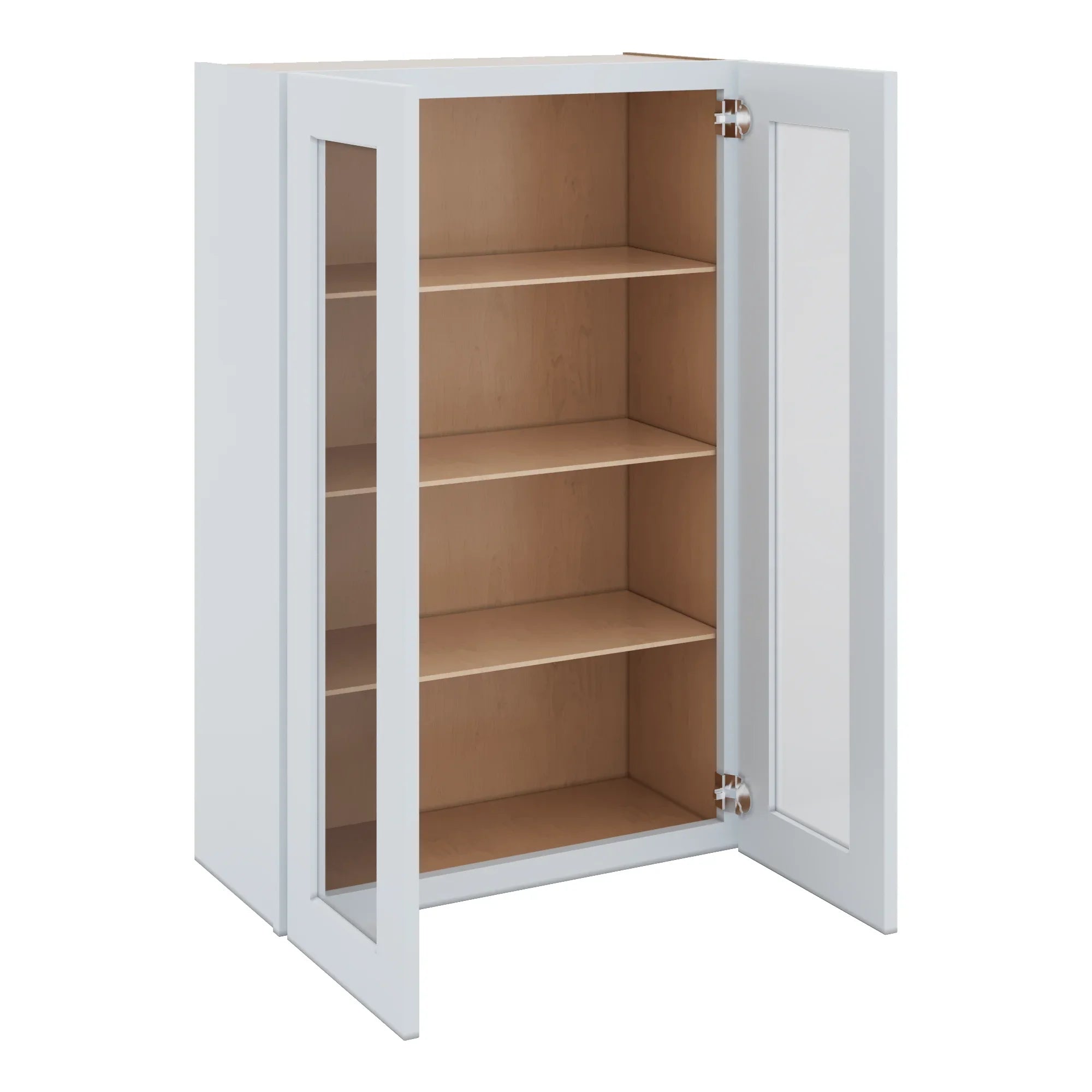 J&K White Shaker S8 Wall Glass Cabinet 27" W x 42" H (No Glass Insert)