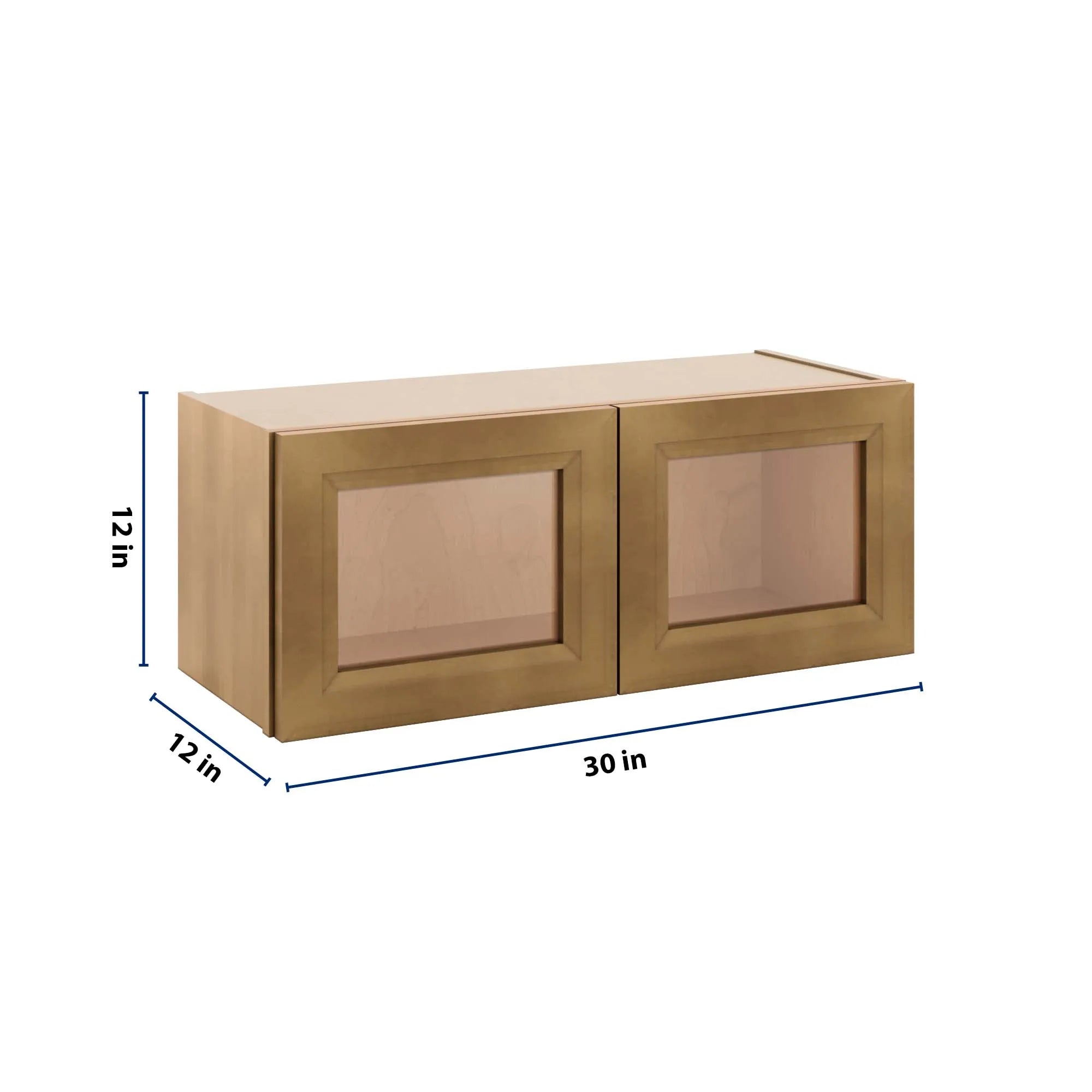 J&K Butterscotch B8 Wall Glass Cabinet - 30" W x 12" H (No Glass Insert)