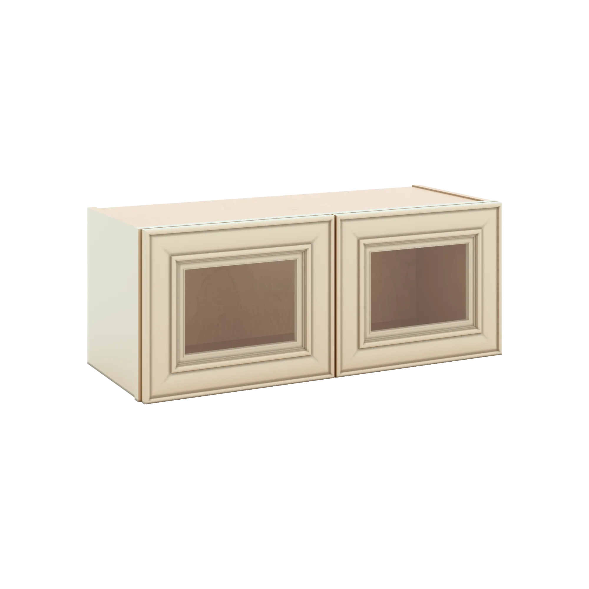 J&K Creme Glazed A7 Wall Glass Cabinet - 30" W x 12" H (No Glass Insert)