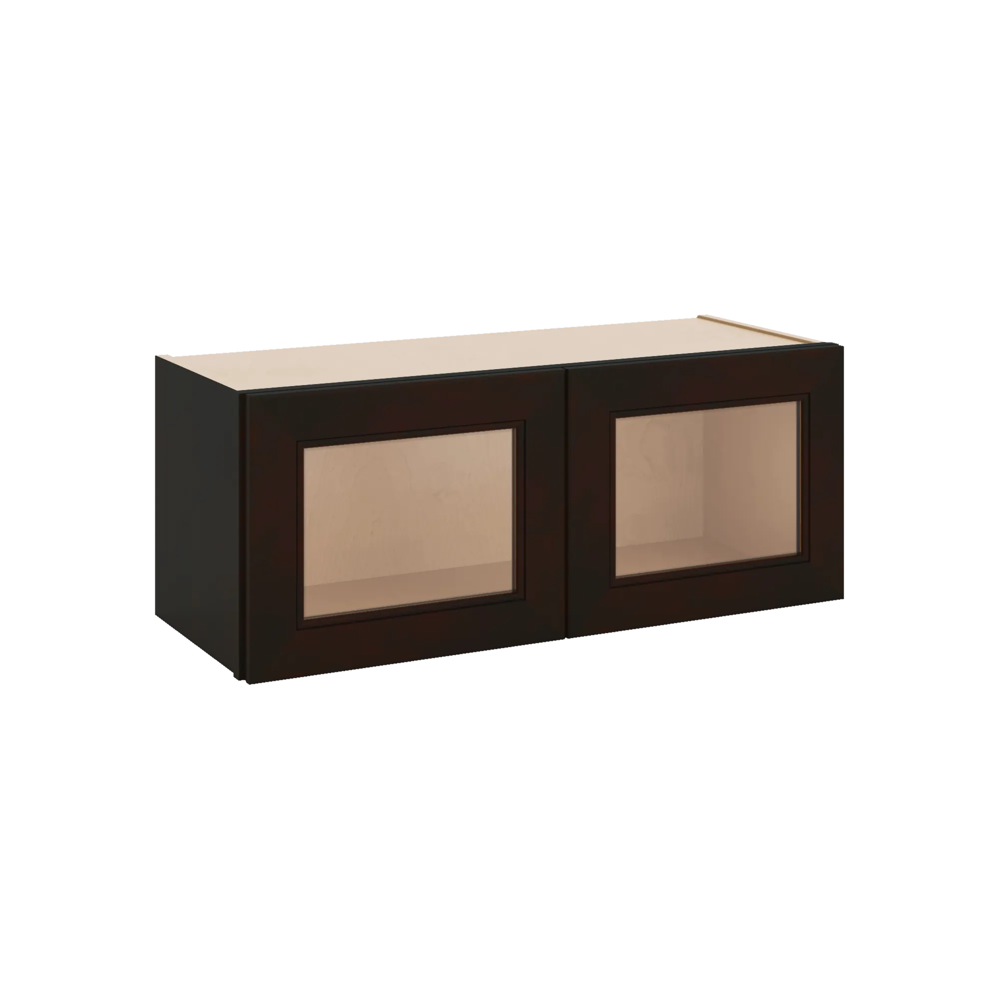 J&K Espresso K8 Wall Glass Cabinet - 30" W x 12" H (No Glass Insert)
