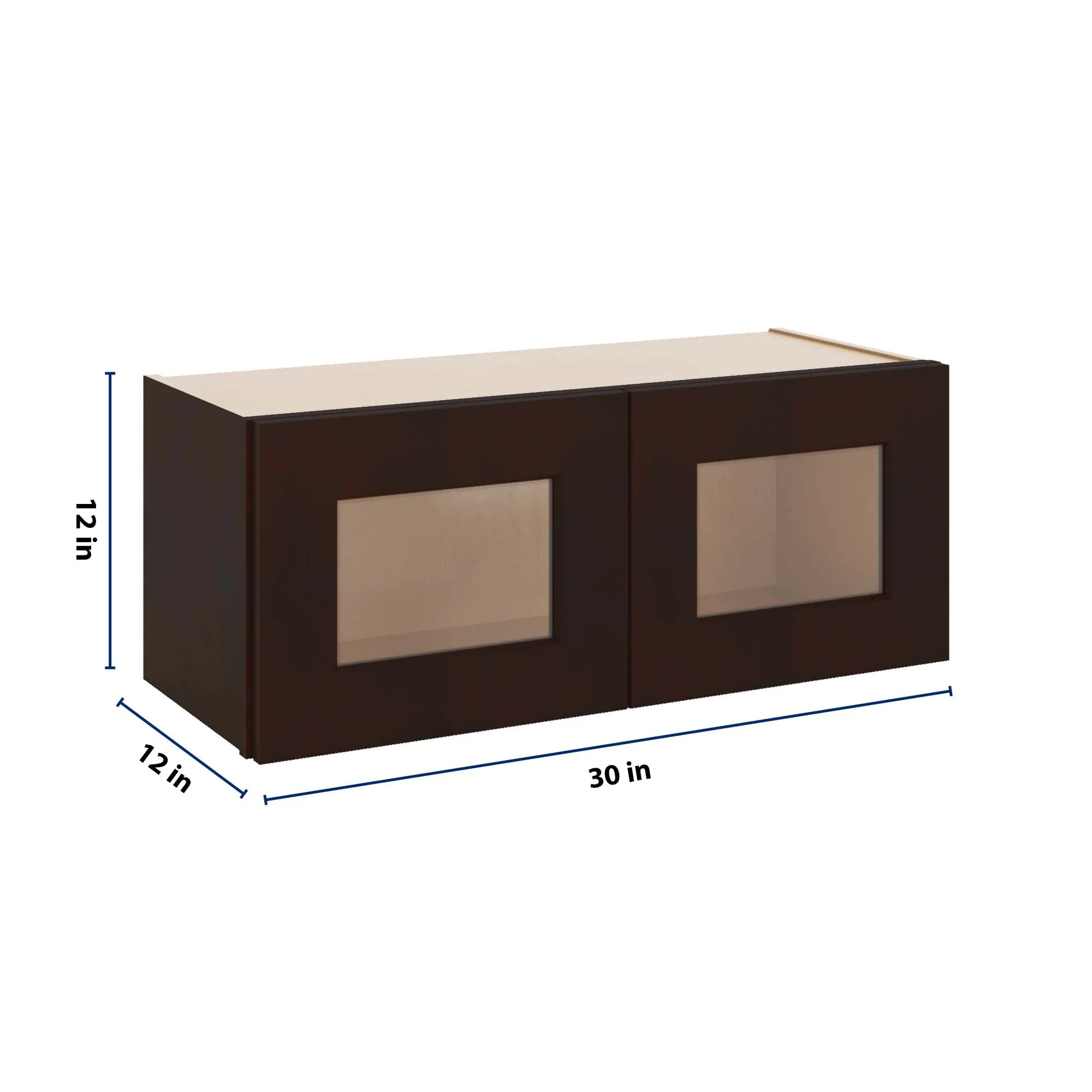 J&K Java Coffee S1 Wall Glass Cabinet - 30" W x 12" H (No Glass Insert)