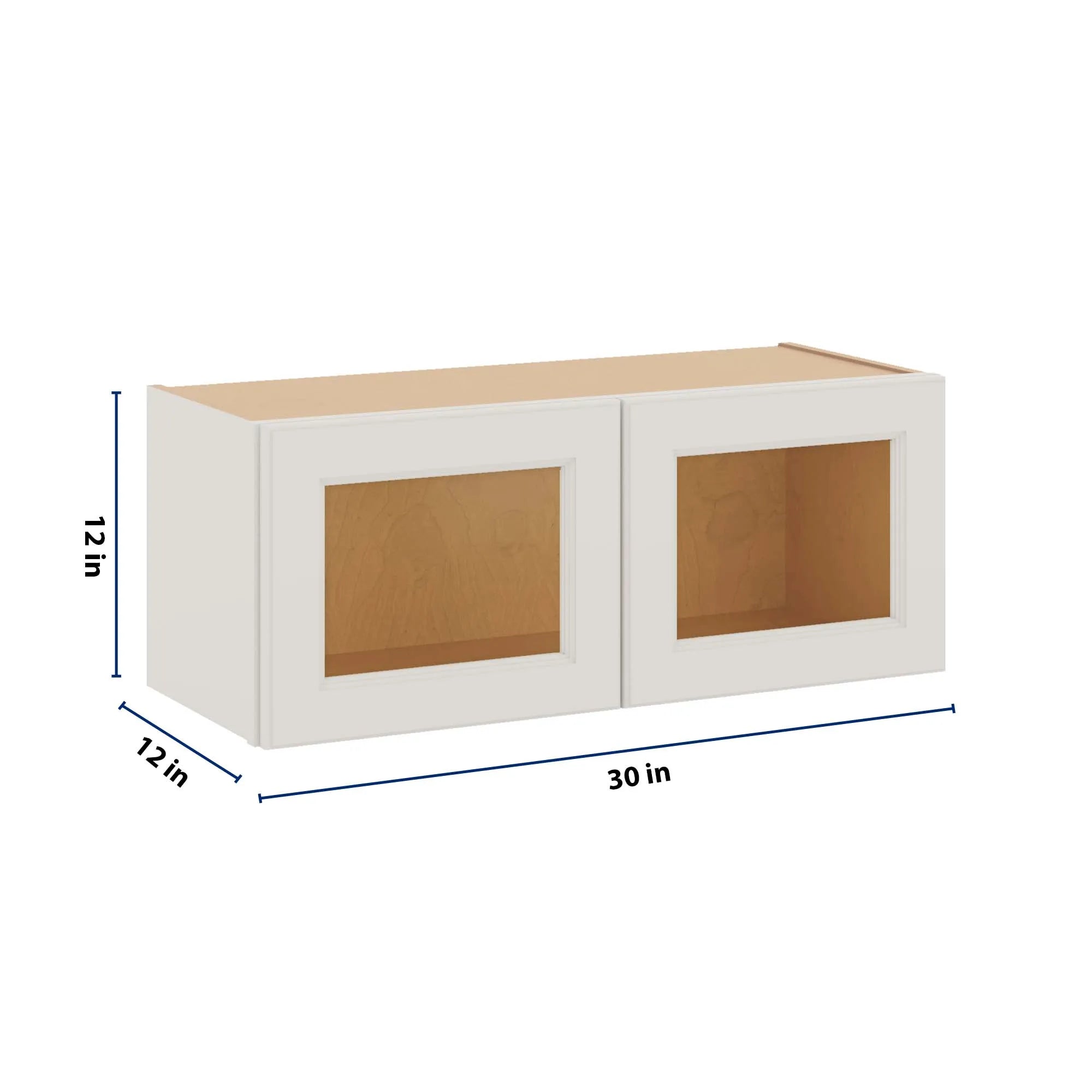 J&K Dove E1 Wall Glass Cabinet - 30" W x 12" H (No Glass Insert)