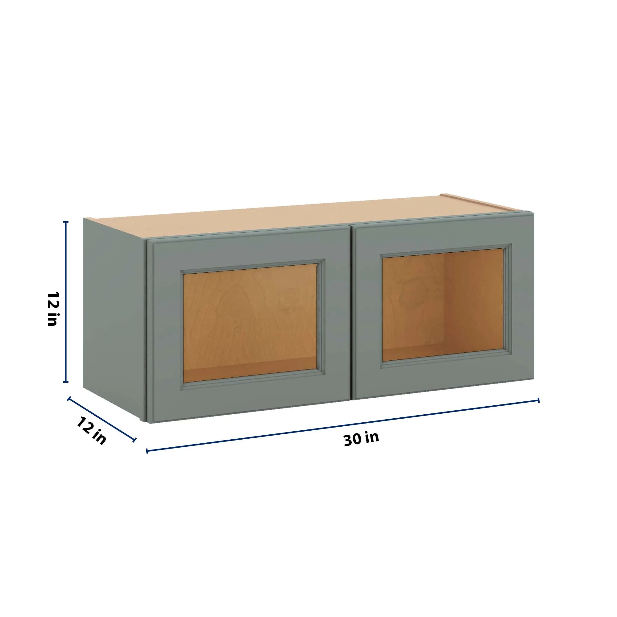 J&K Sage E3 Wall Glass Cabinet - 30" W x 12" H (No Glass Insert)