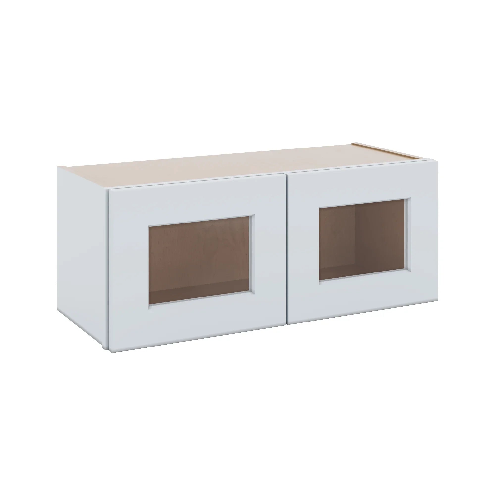 J&K White Shaker S8 Wall Glass Cabinet - 30" W x 12" H (No Glass Insert)
