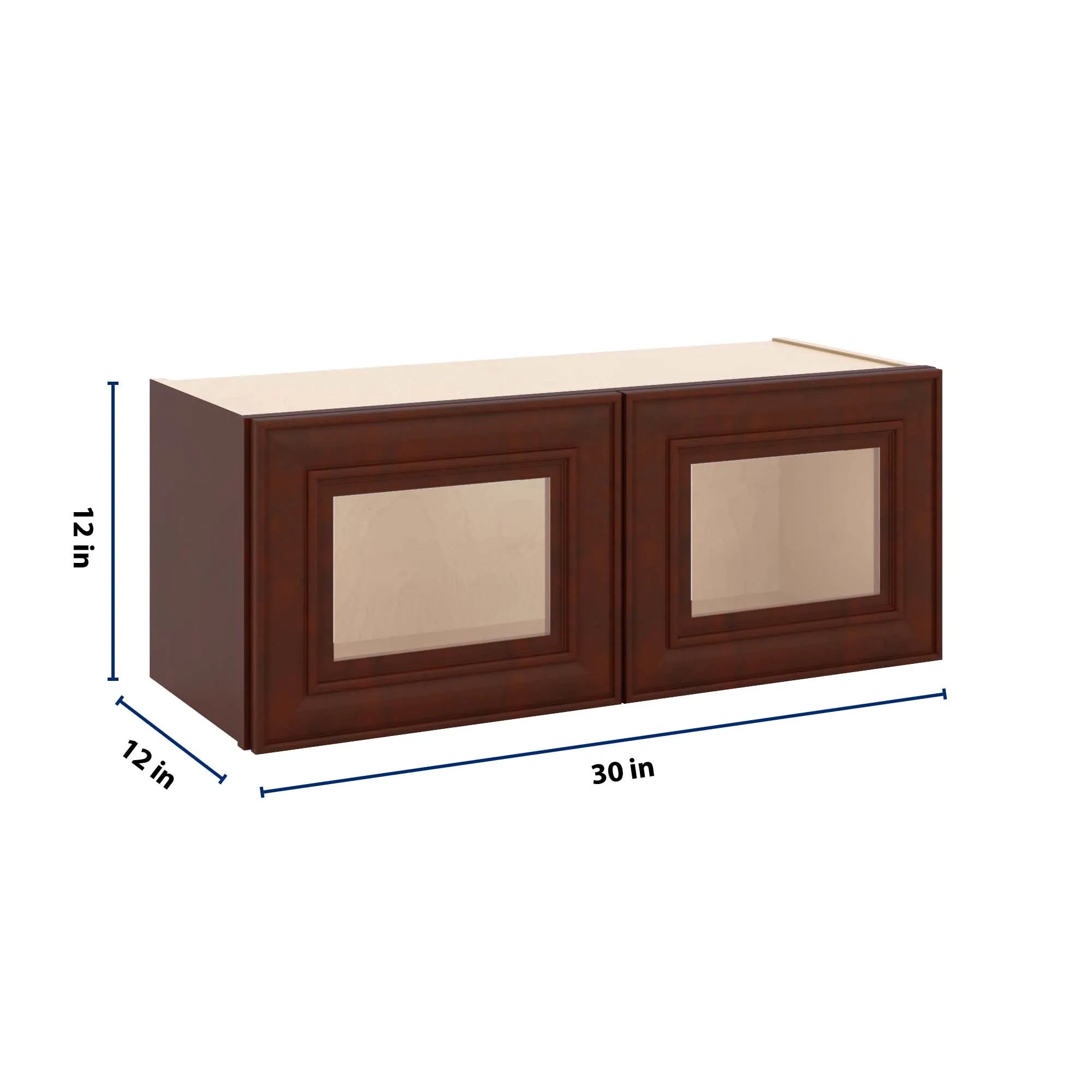 J&K Mahogany J5 Wall Glass Cabinet - 30" W x 12" H (No Glass Insert)