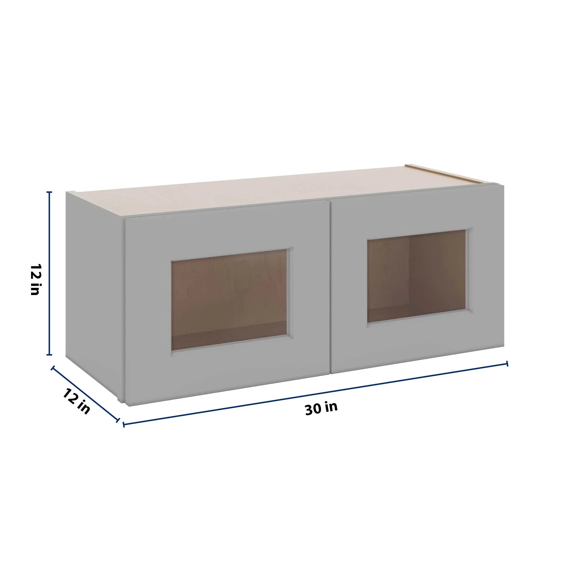 J&K Castle Grey S5 Wall Glass Cabinet - 30" W x 12" H (No Glass Insert)