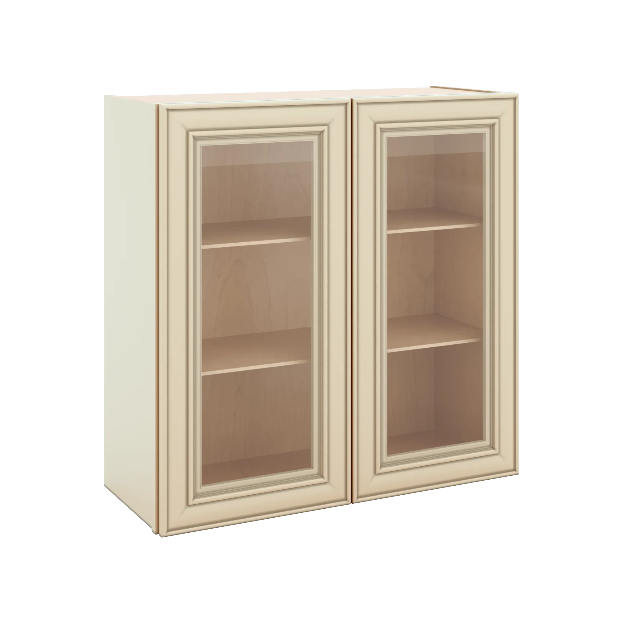 J&K Creme Glazed A7 Wall Glass Cabinet - 30" W x 30" H (No Glass Insert)