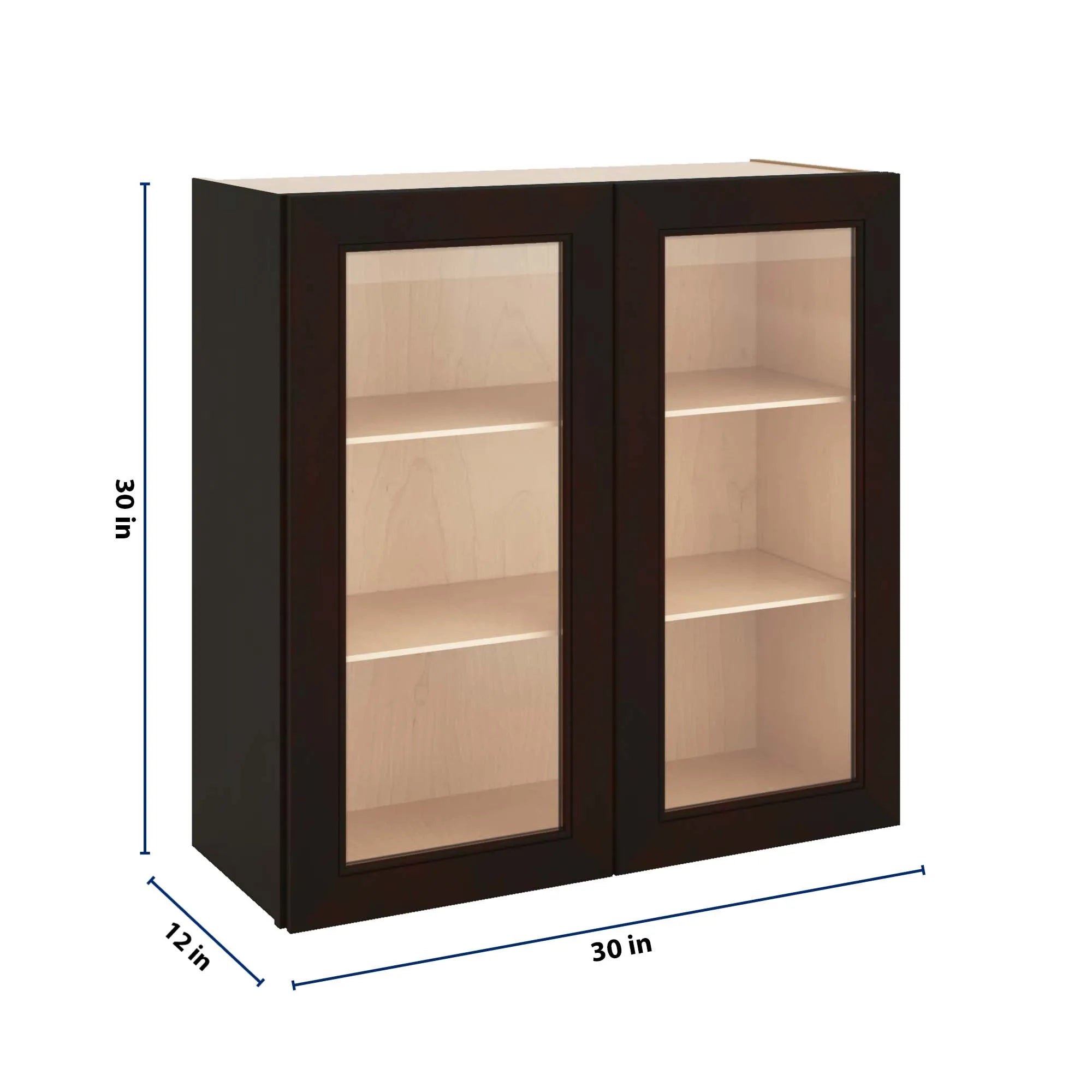 J&K Espresso K8 Wall Glass Cabinet - 30" W x 30" H (No Glass Insert)