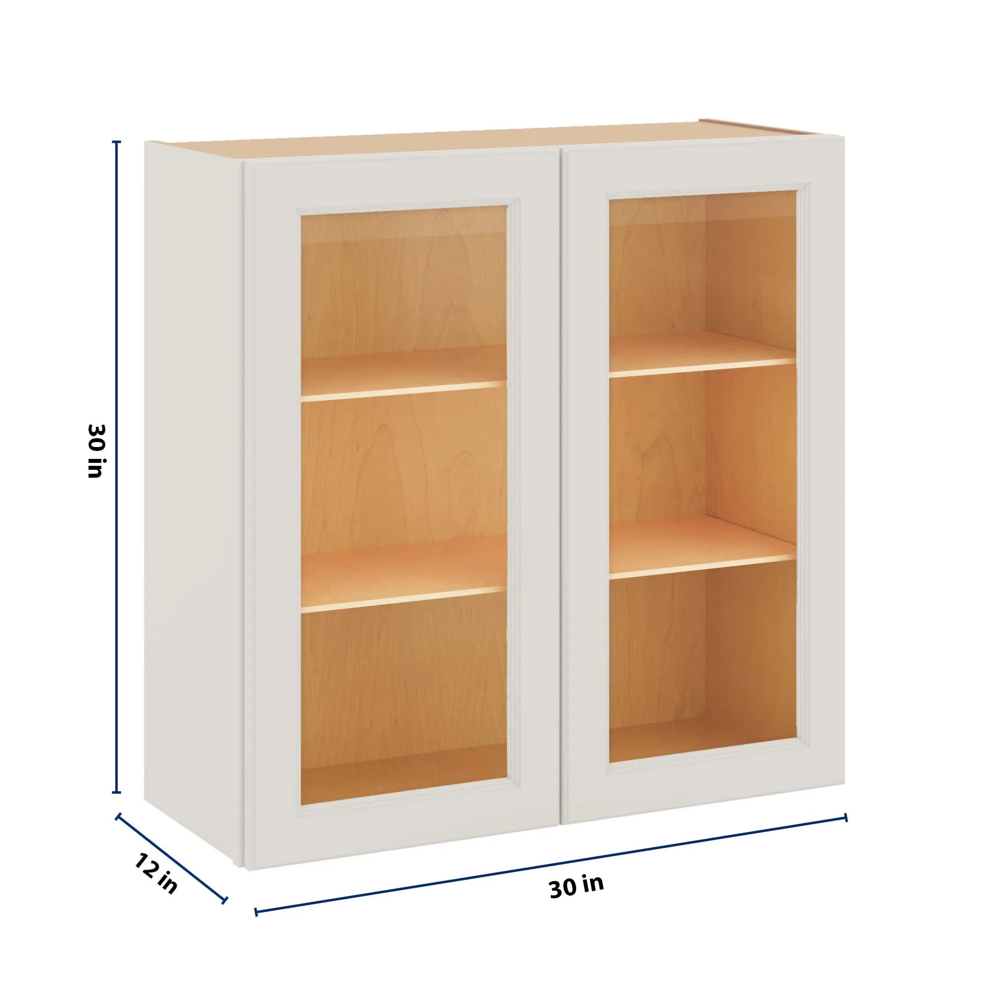 J&K Dove E1 Wall Glass Cabinet - 30" W x 30" H (No Glass Insert)