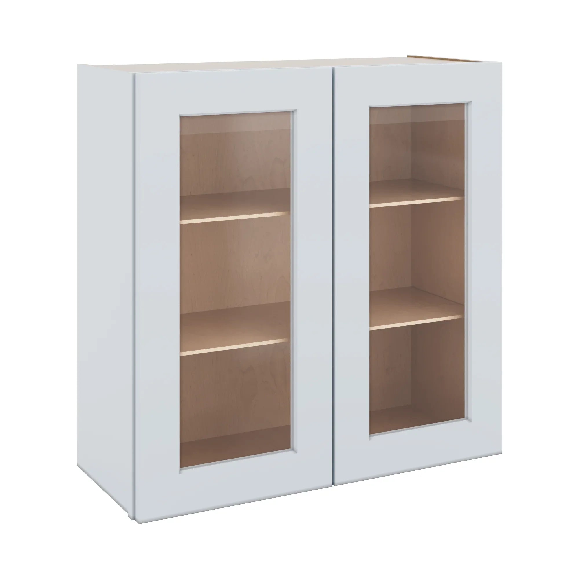 J&K White Shaker S8 Wall Glass Cabinet - 30" W x 30" H (No Glass Insert)