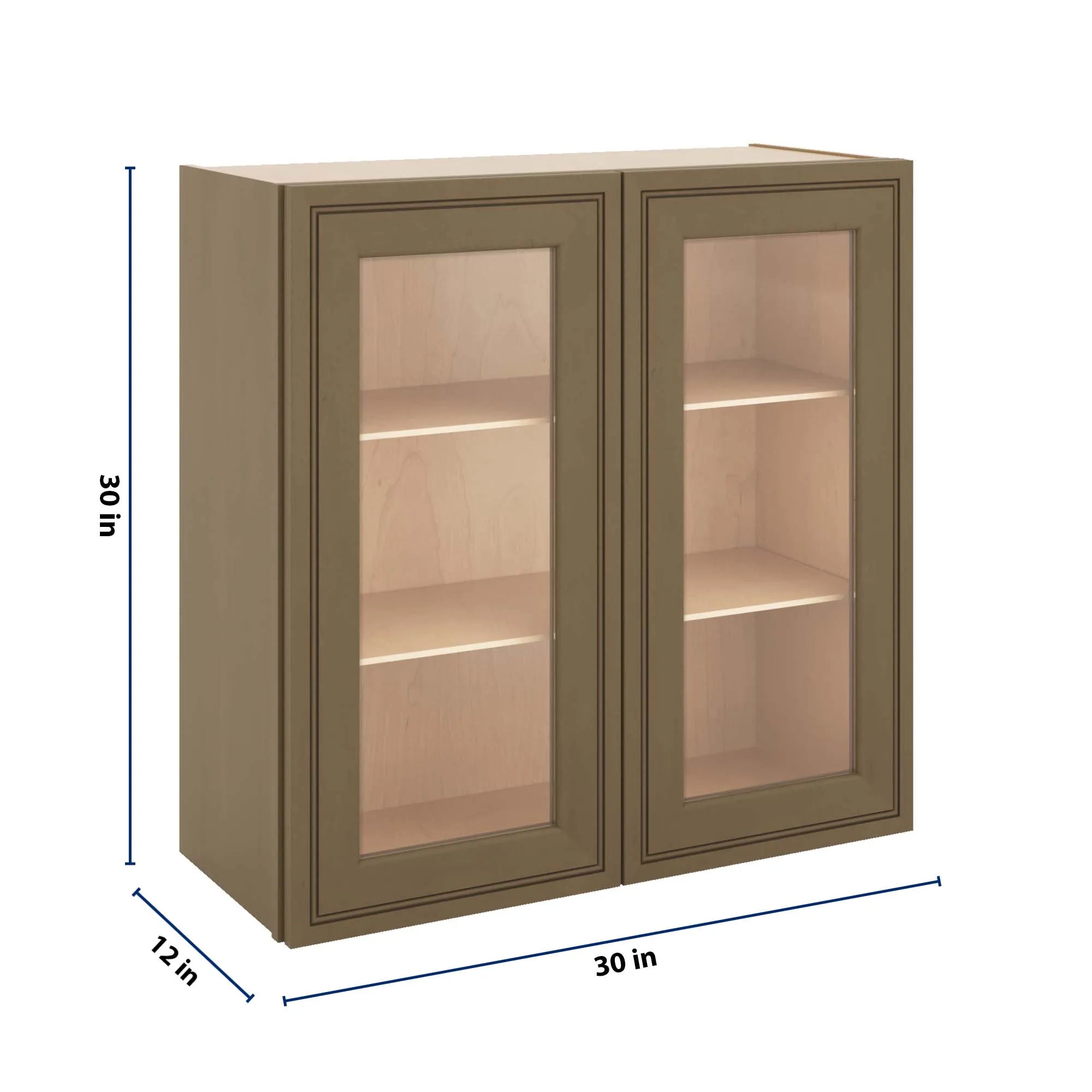 J&K Hazel H8 Wall Glass Cabinet - 30" W x 30" H (No Glass Insert)