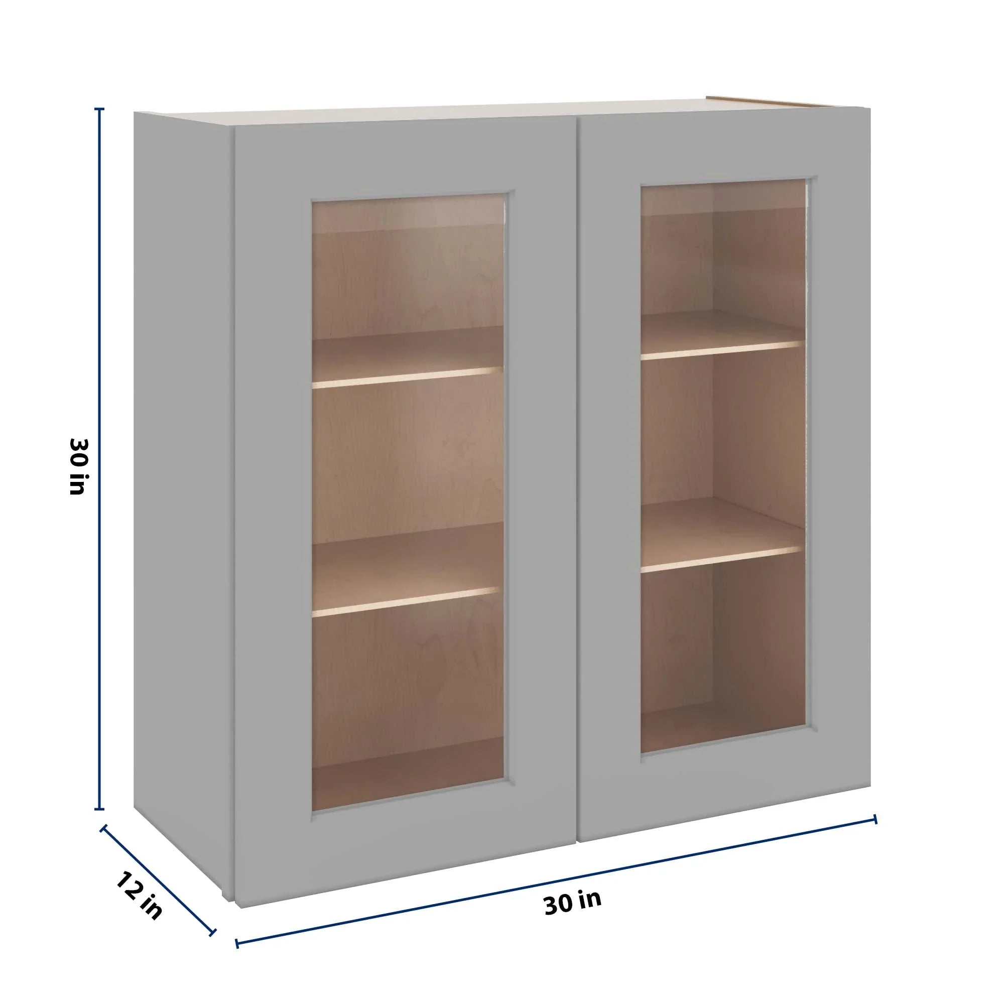 J&K Castle Grey S5 Wall Glass Cabinet - 30" W x 30" H (No Glass Insert)