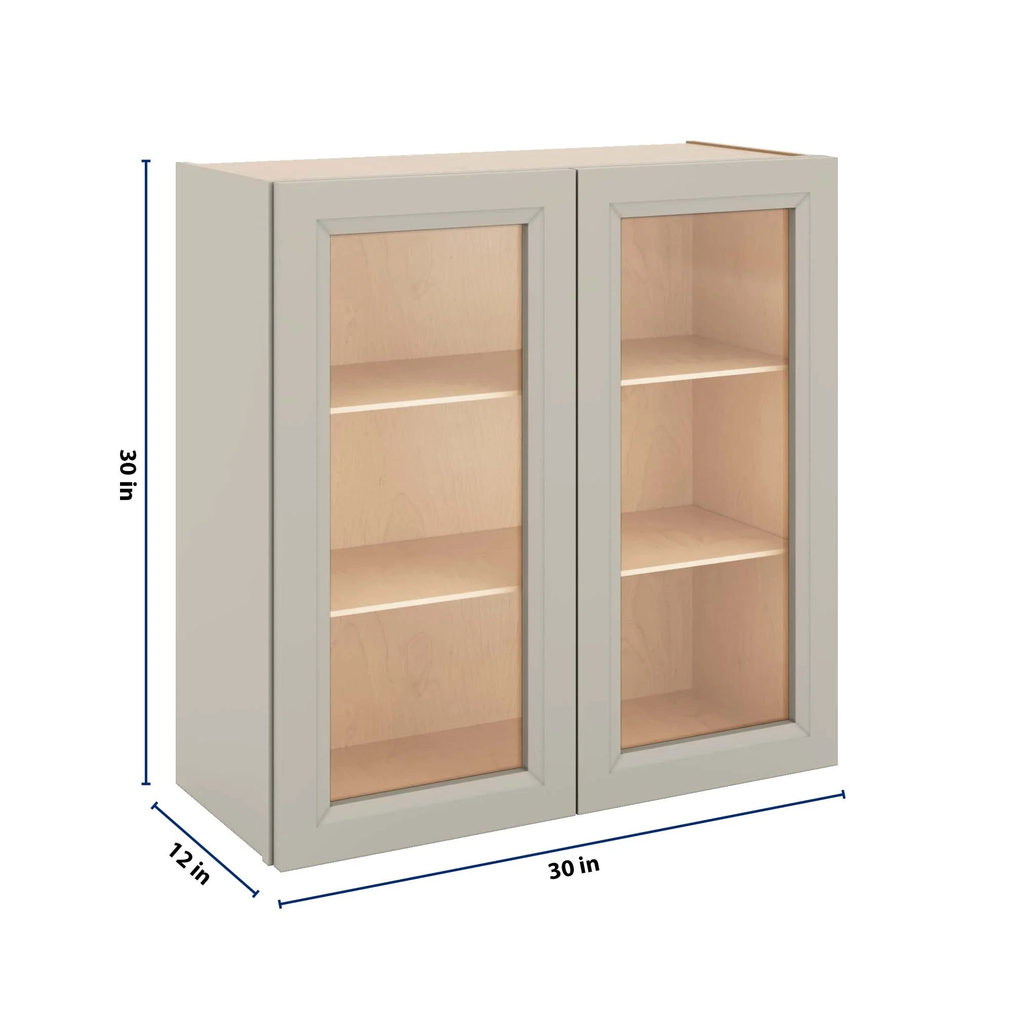 J&K Pebble B6 Wall Glass Cabinet - 30" W x 30" H (No Glass Insert)
