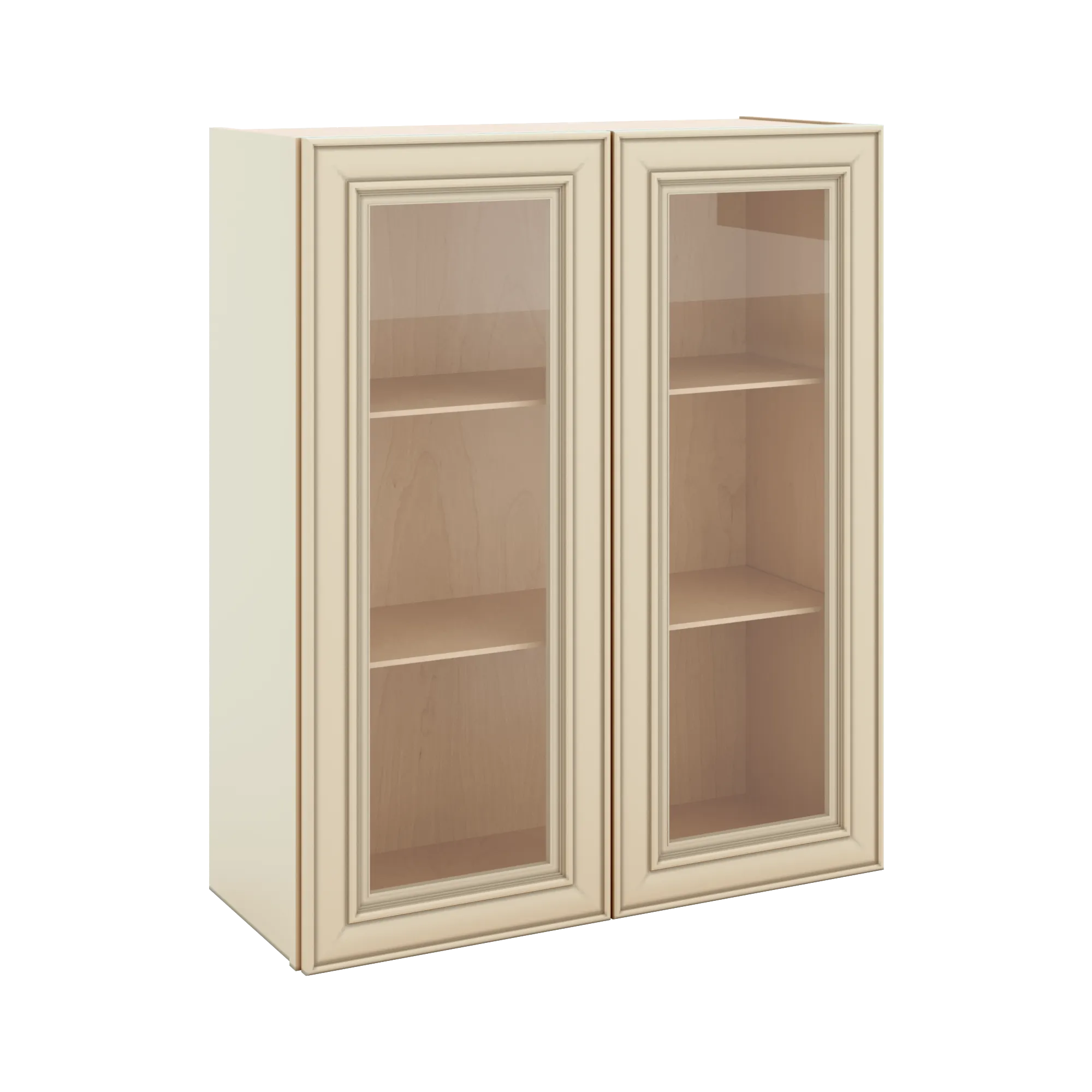 J&K Creme Glazed A7 Wall Glass Cabinet - 30" W x 36" H (No Glass Insert)