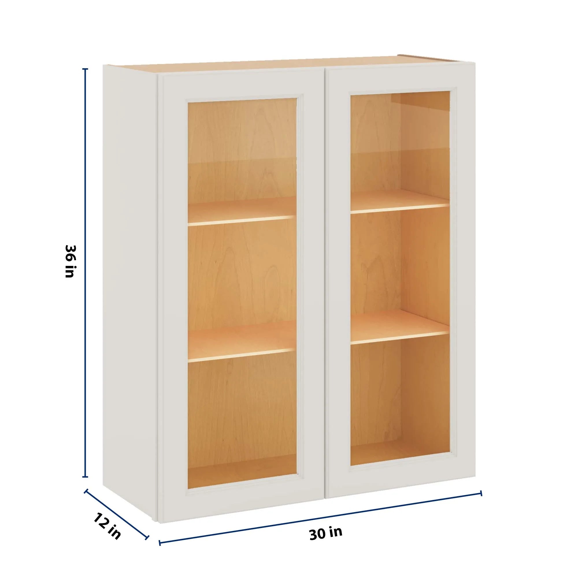 J&K Dove E1 Wall Glass Cabinet - 30" W x 36" H (No Glass Insert)