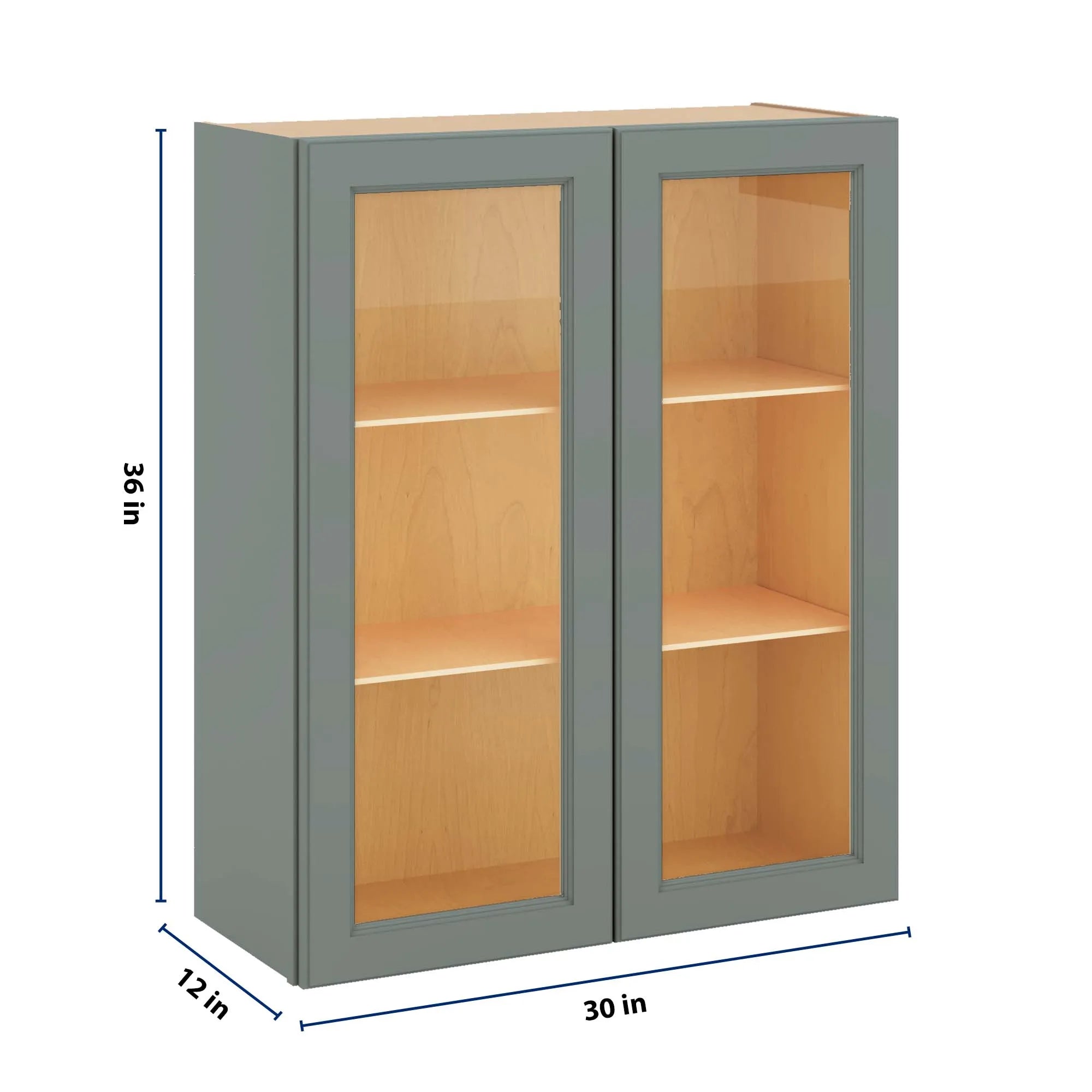 J&K Sage E3 Wall Glass Cabinet - 30" W x 36" H (No Glass Insert)