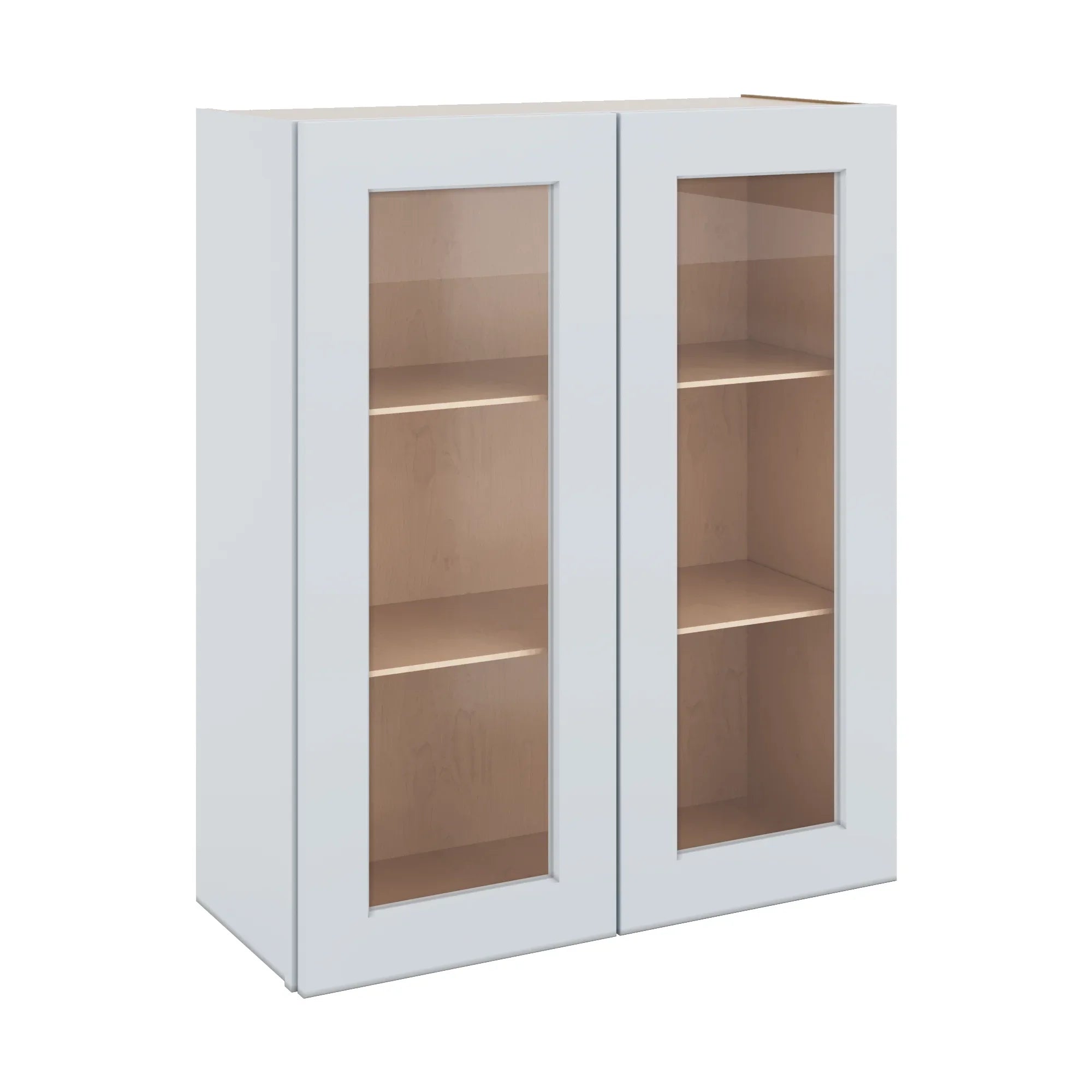 J&K White Shaker S8 Wall Glass Cabinet - 30" W x 36" H (No Glass Insert)