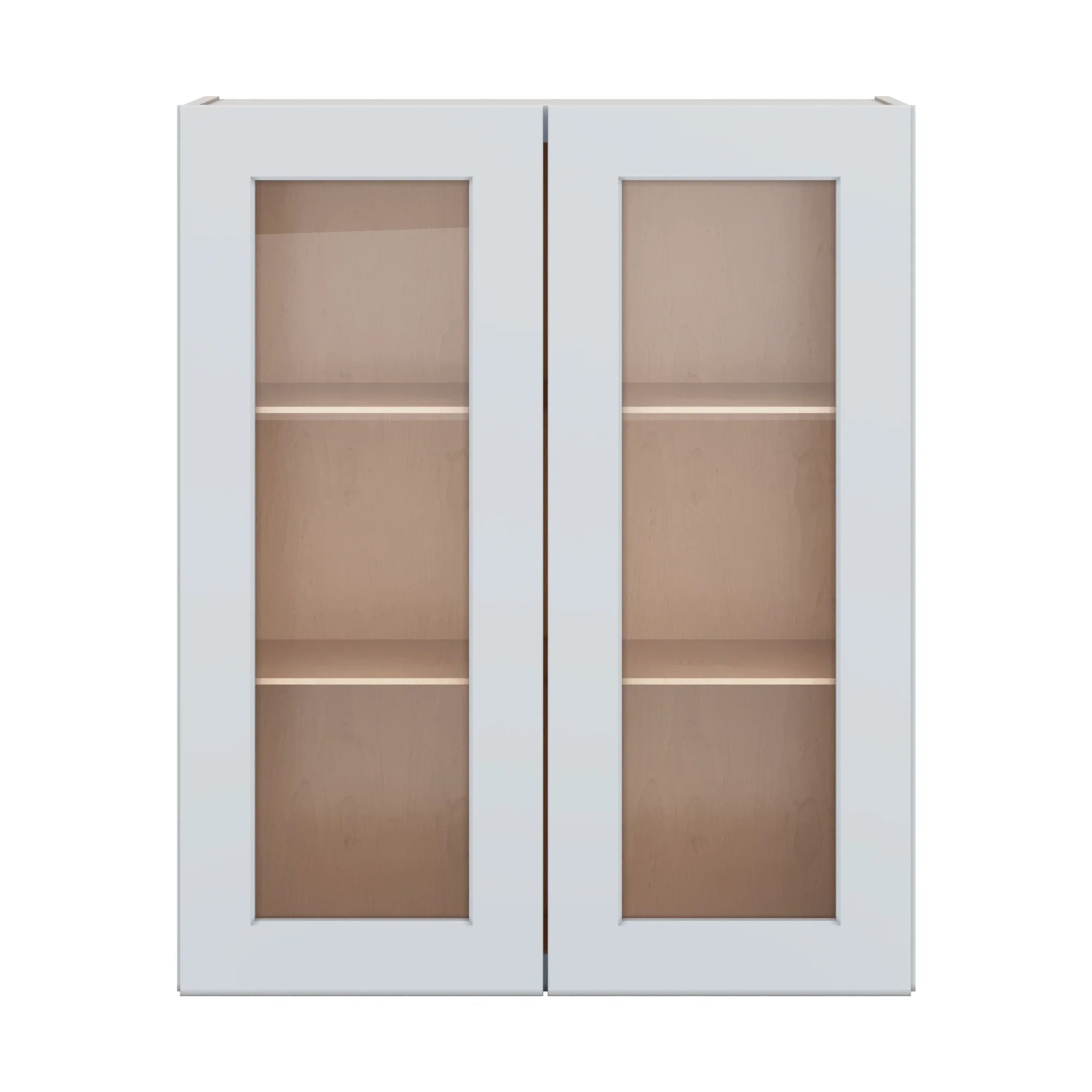 J&K White Shaker S8 Wall Glass Cabinet 30" W x 36" H (No Glass Insert)