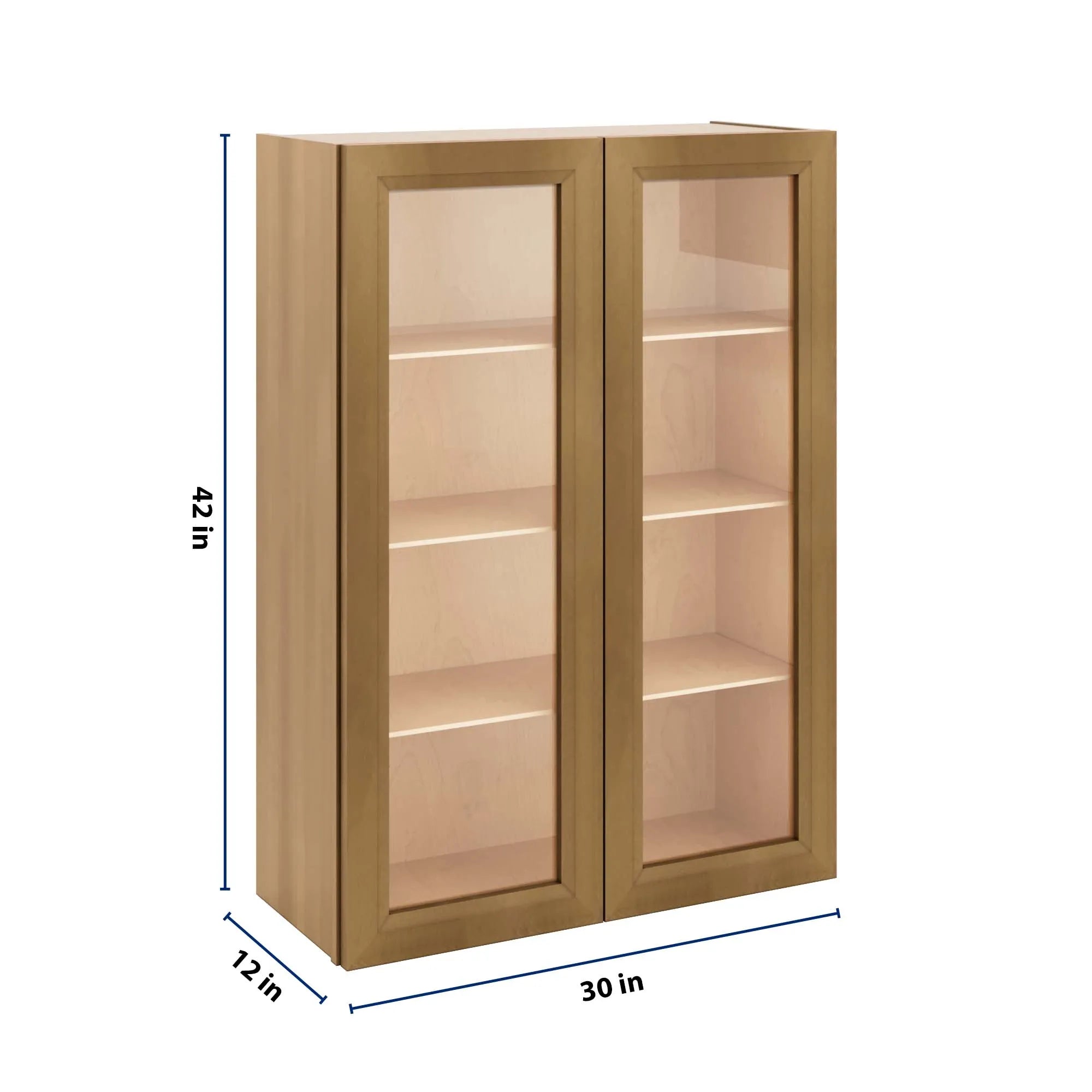 J&K Butterscotch B8 Wall Glass Cabinet - 30" W x 42" H (No Glass Insert)