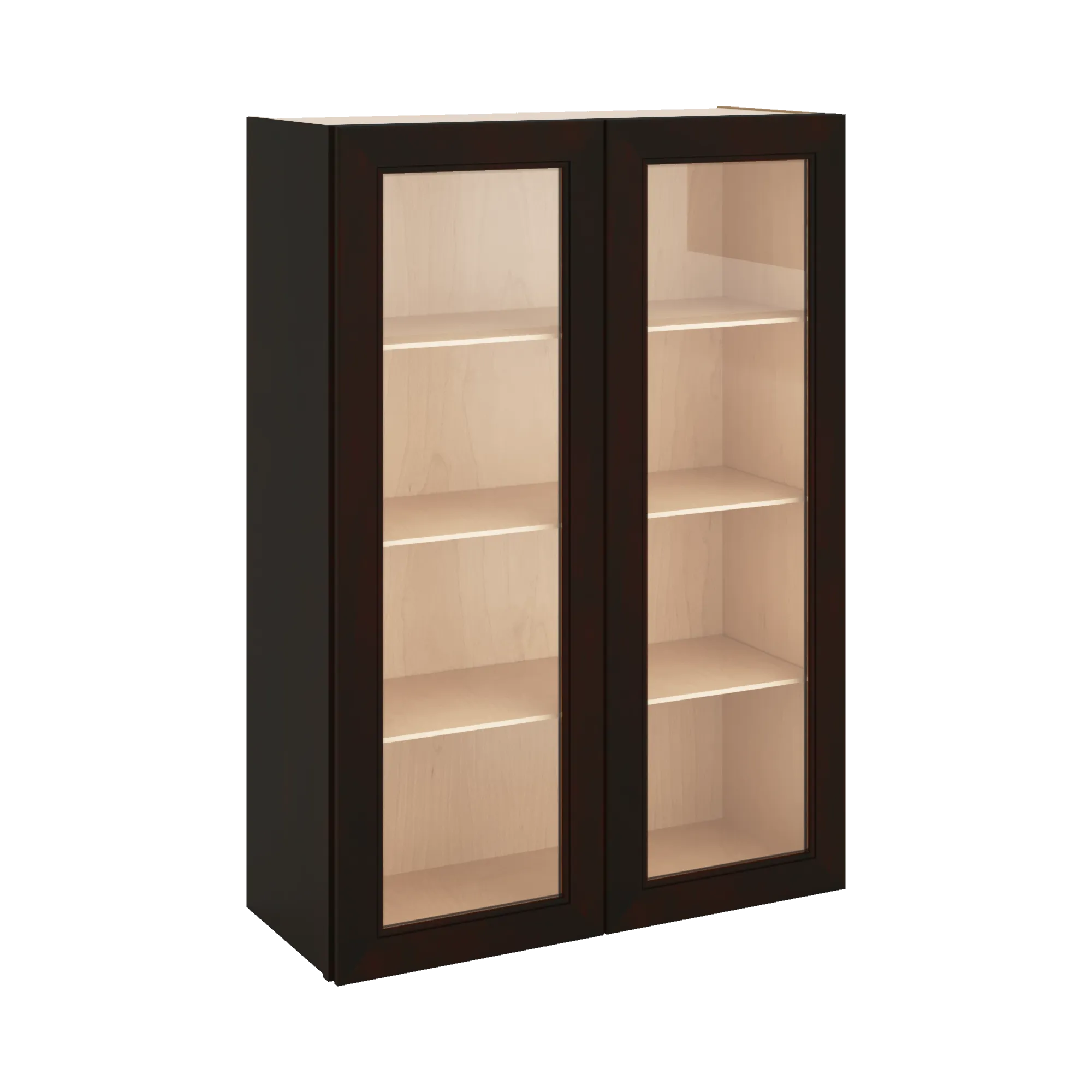 J&K Espresso K8 Wall Glass Cabinet - 30" W x 42" H (No Glass Insert)