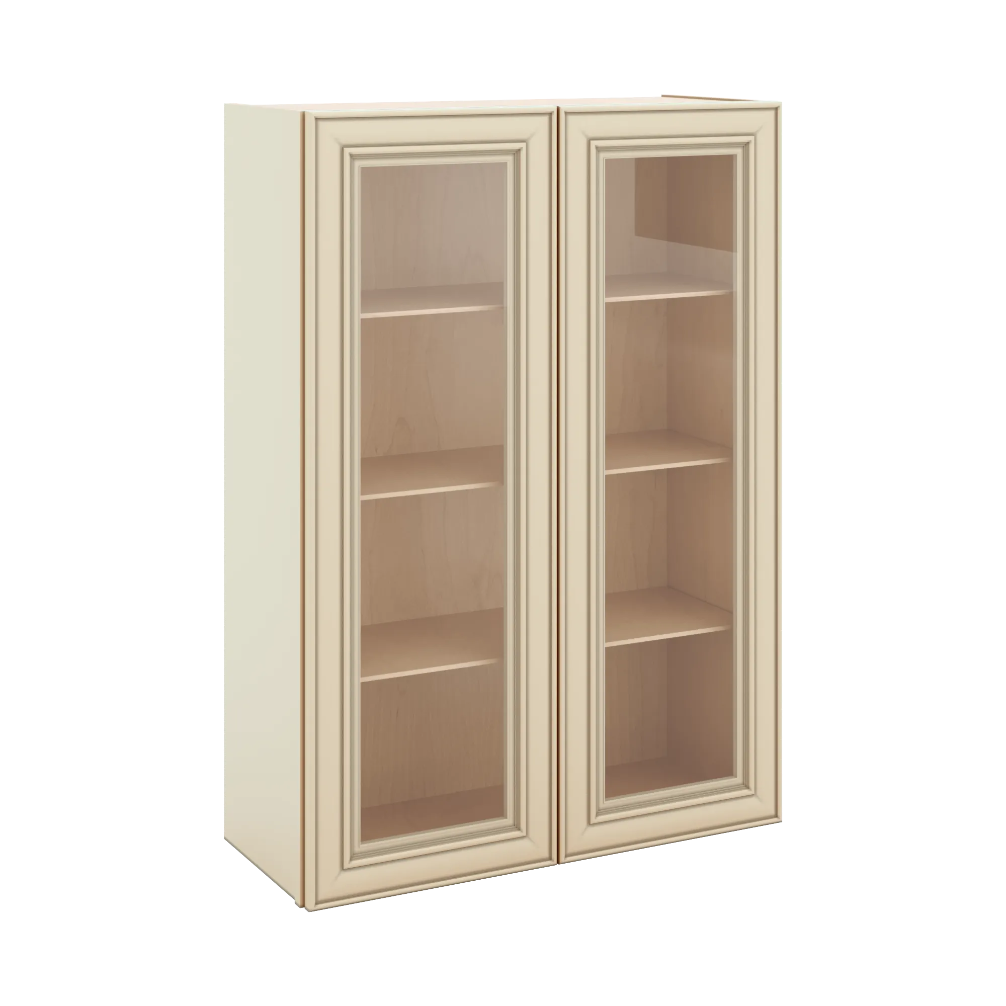 J&K Creme Glazed A7 Wall Glass Cabinet - 30" W x 42" H (No Glass Insert)