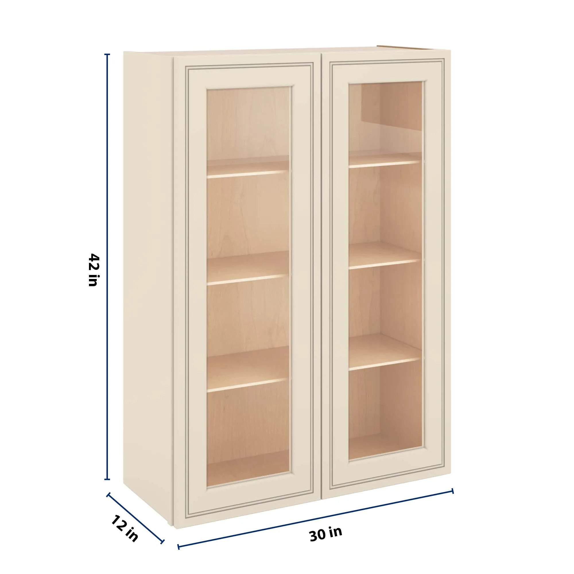 J&K Pearl Glazed H9 Wall Glass Cabinet - 30" W x 42" H (No Glass Insert)