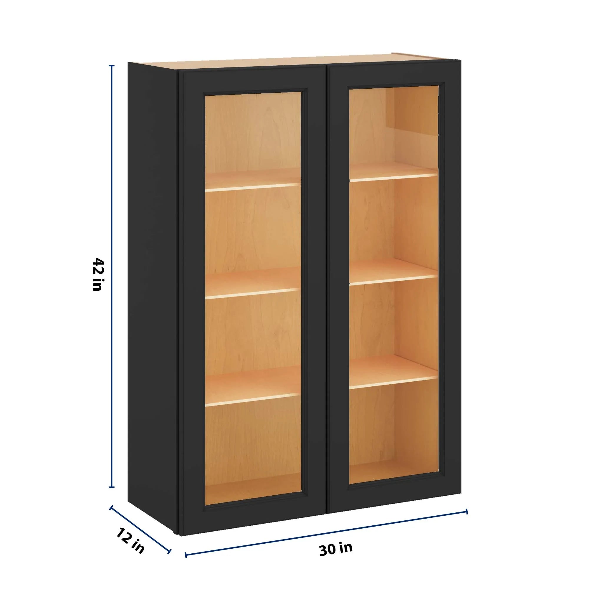 J&K Charcoal E2 Wall Glass Cabinet - 30" W x 42" H (No Glass Insert)