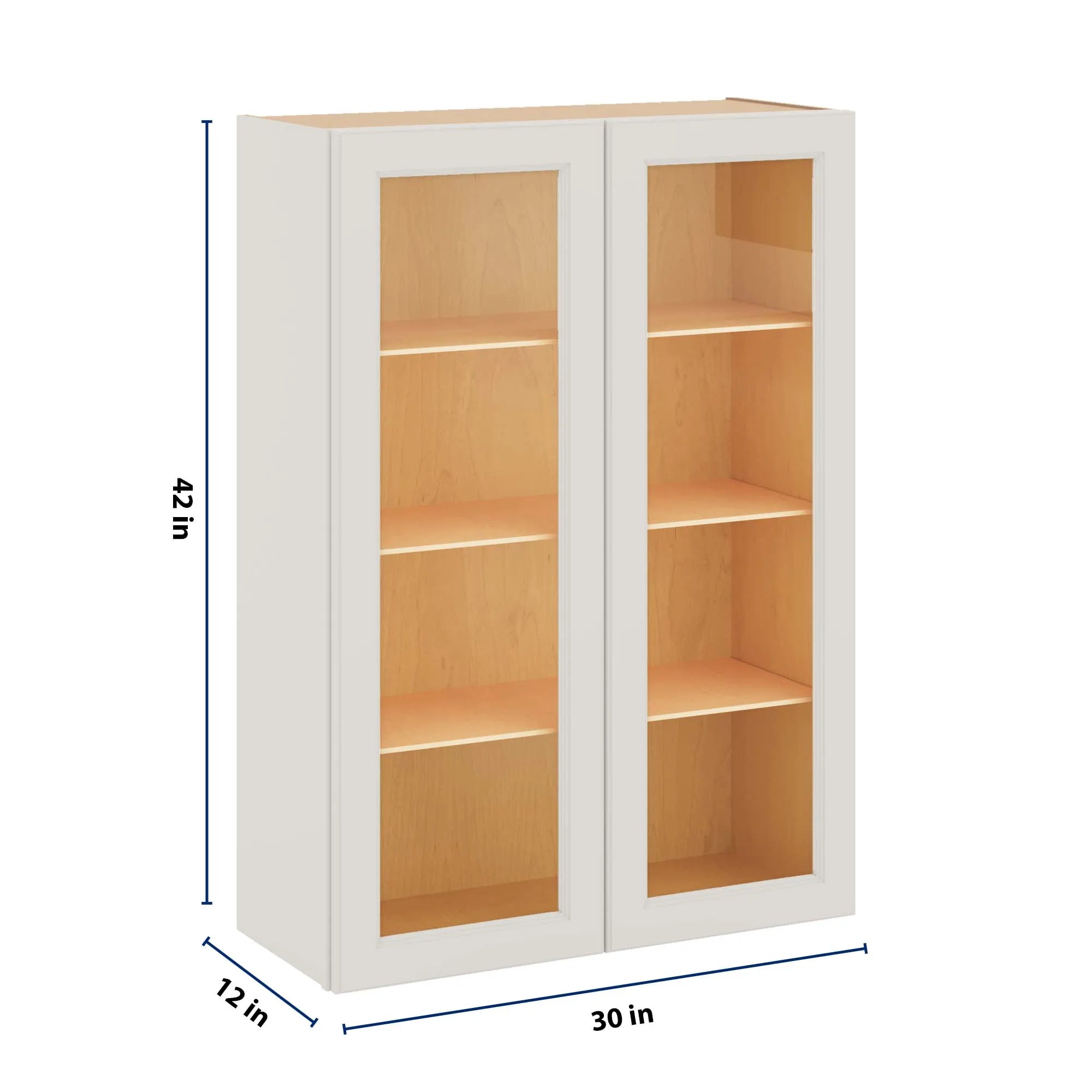 J&K Dove E1 Wall Glass Cabinet - 30" W x 42" H (No Glass Insert)