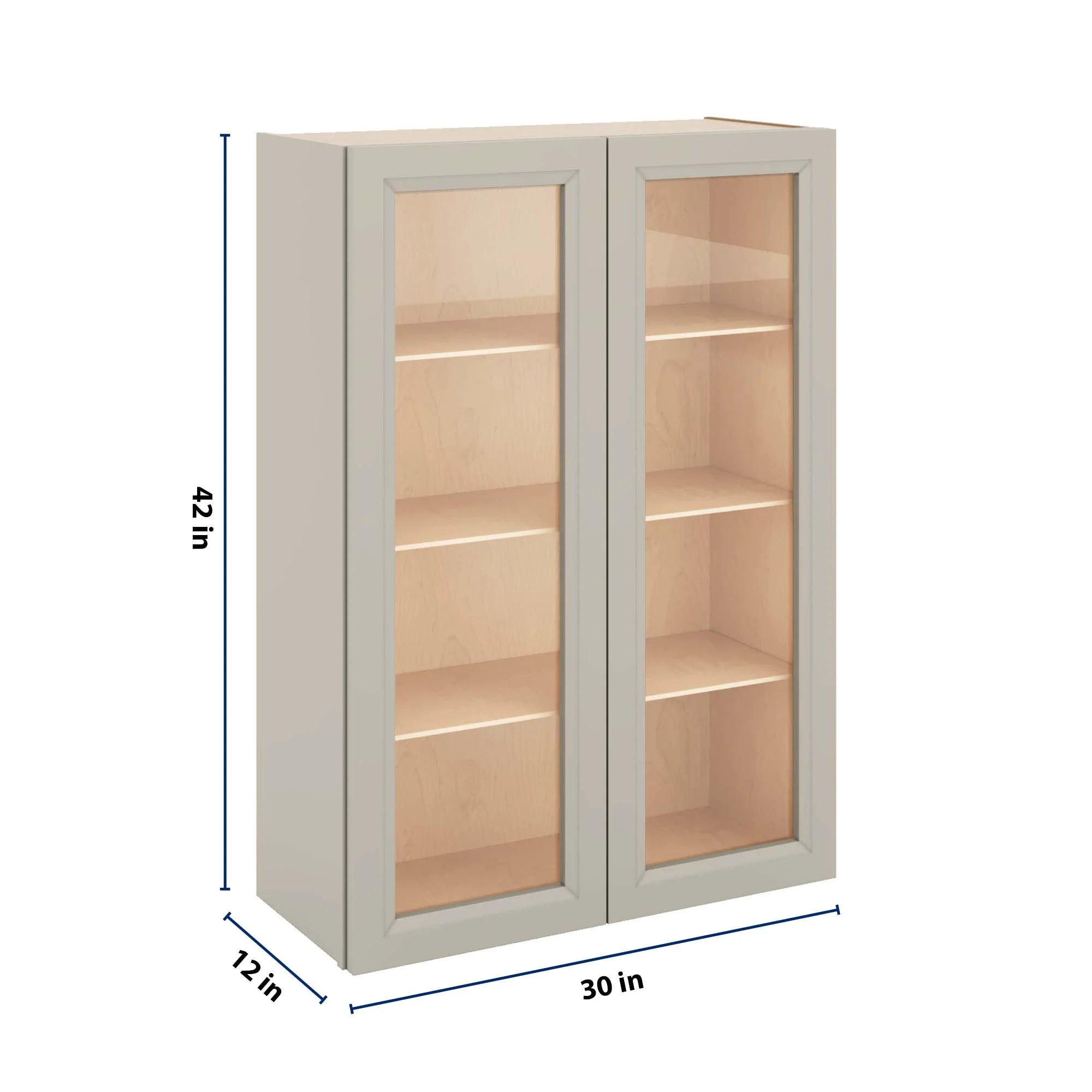 J&K Pebble B6 Wall Glass Cabinet - 30" W x 42" H (No Glass Insert)