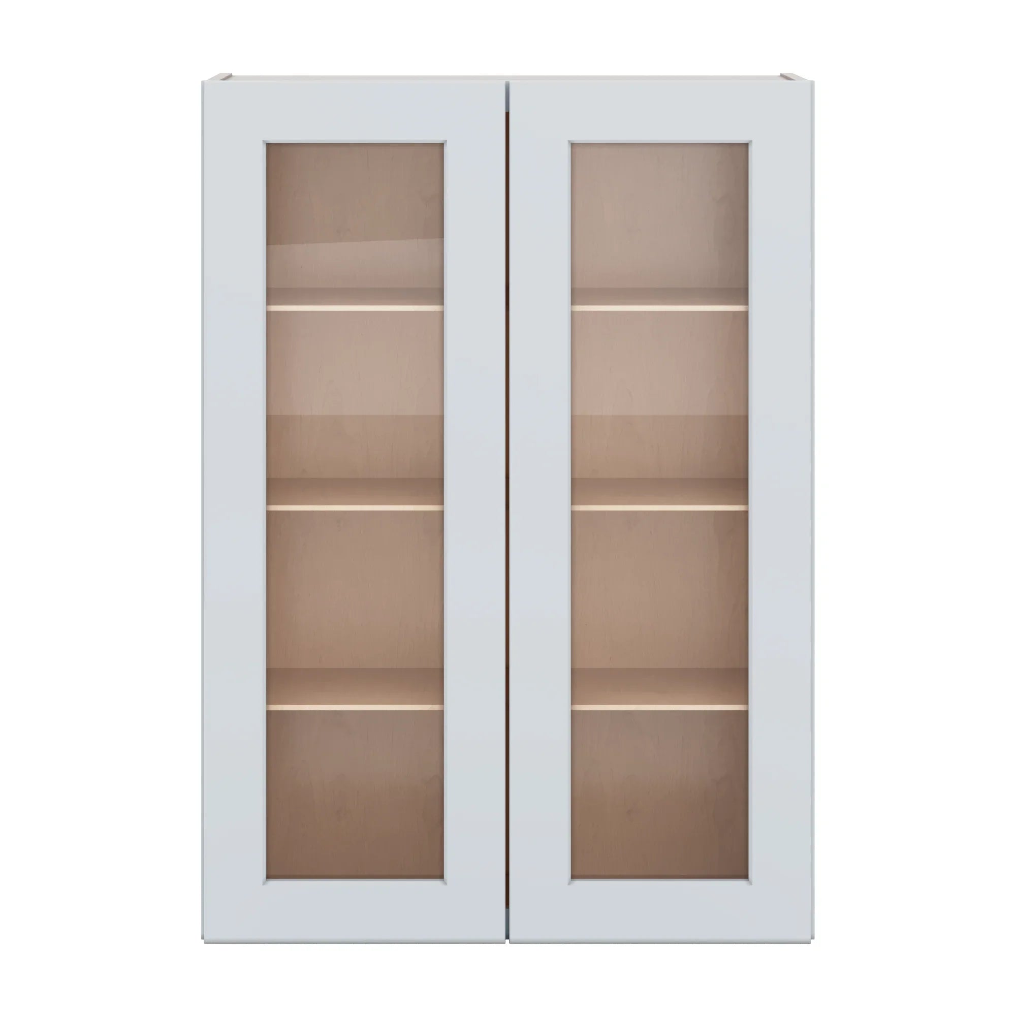 J&K White Shaker S8 Wall Glass Cabinet 30" W x 42" H (No Glass Insert)