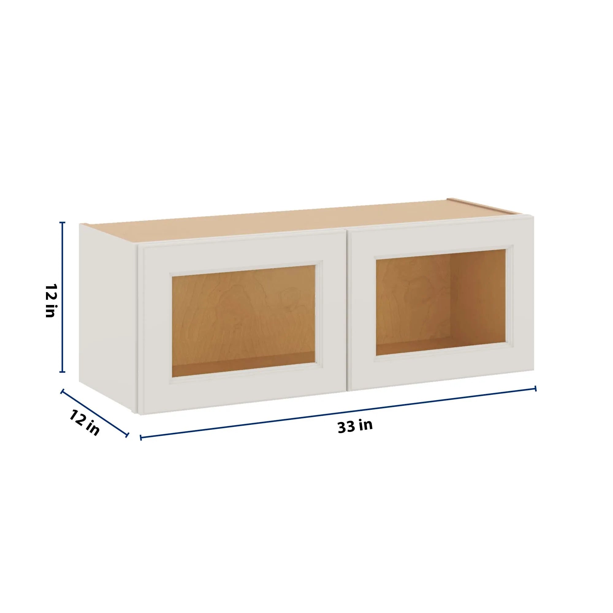 J&K Dove E1 Wall Glass Cabinet - 33" W x 12" H (No Glass Insert)