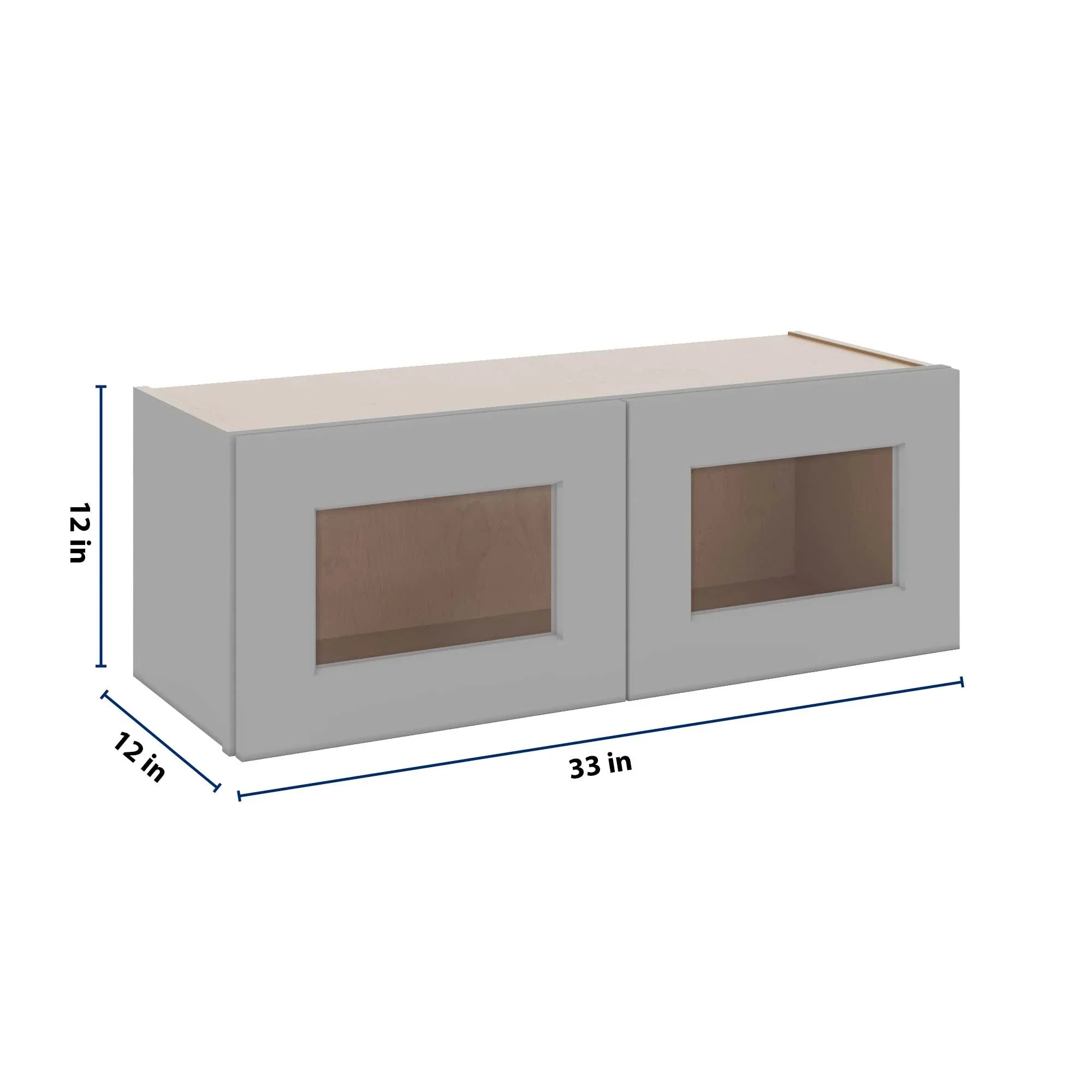 J&K Castle Grey S5 Wall Glass Cabinet - 33" W x 12" H (No Glass Insert)