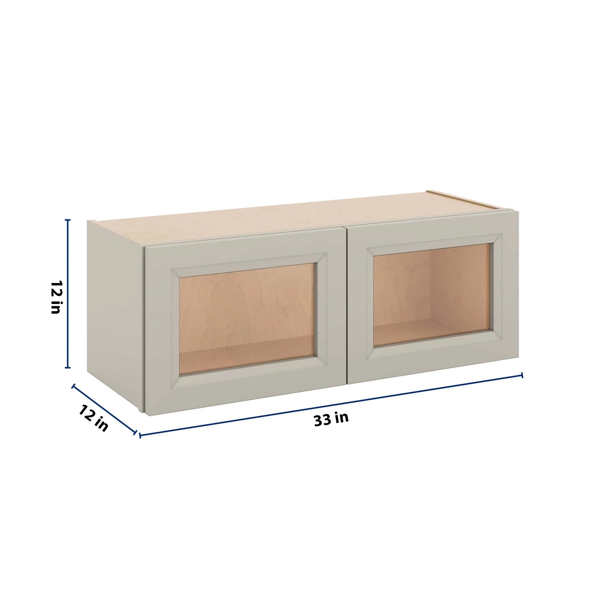 J&K Pebble B6 Wall Glass Cabinet - 33" W x 12" H (No Glass Insert)