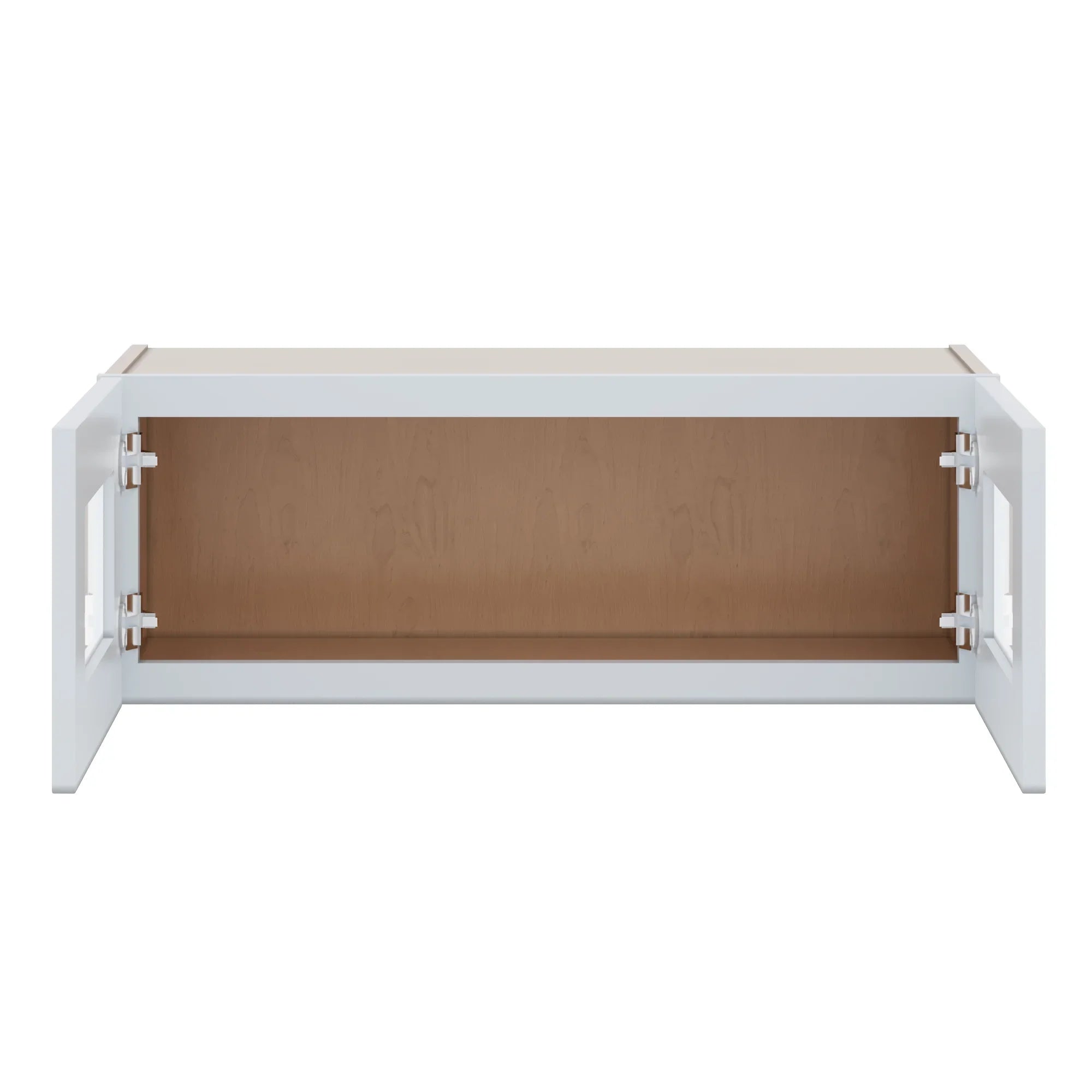 J&K White Shaker S8 Wall Glass Cabinet 33" W x 12" H (No Glass Insert)