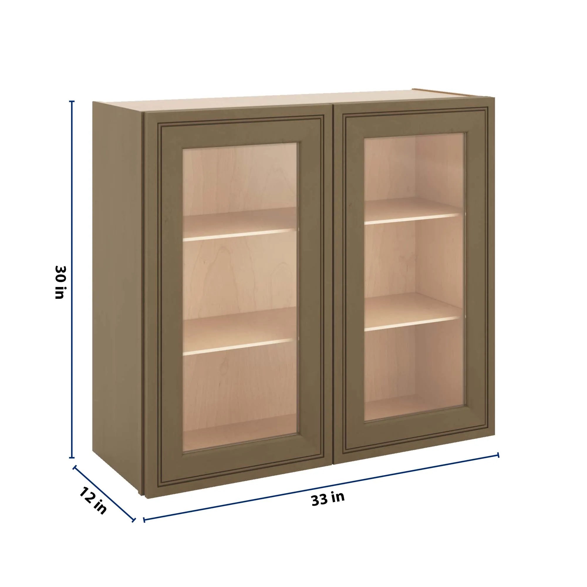 J&K Hazel H8 Wall Glass Cabinet - 33" W x 30" H (No Glass Insert)