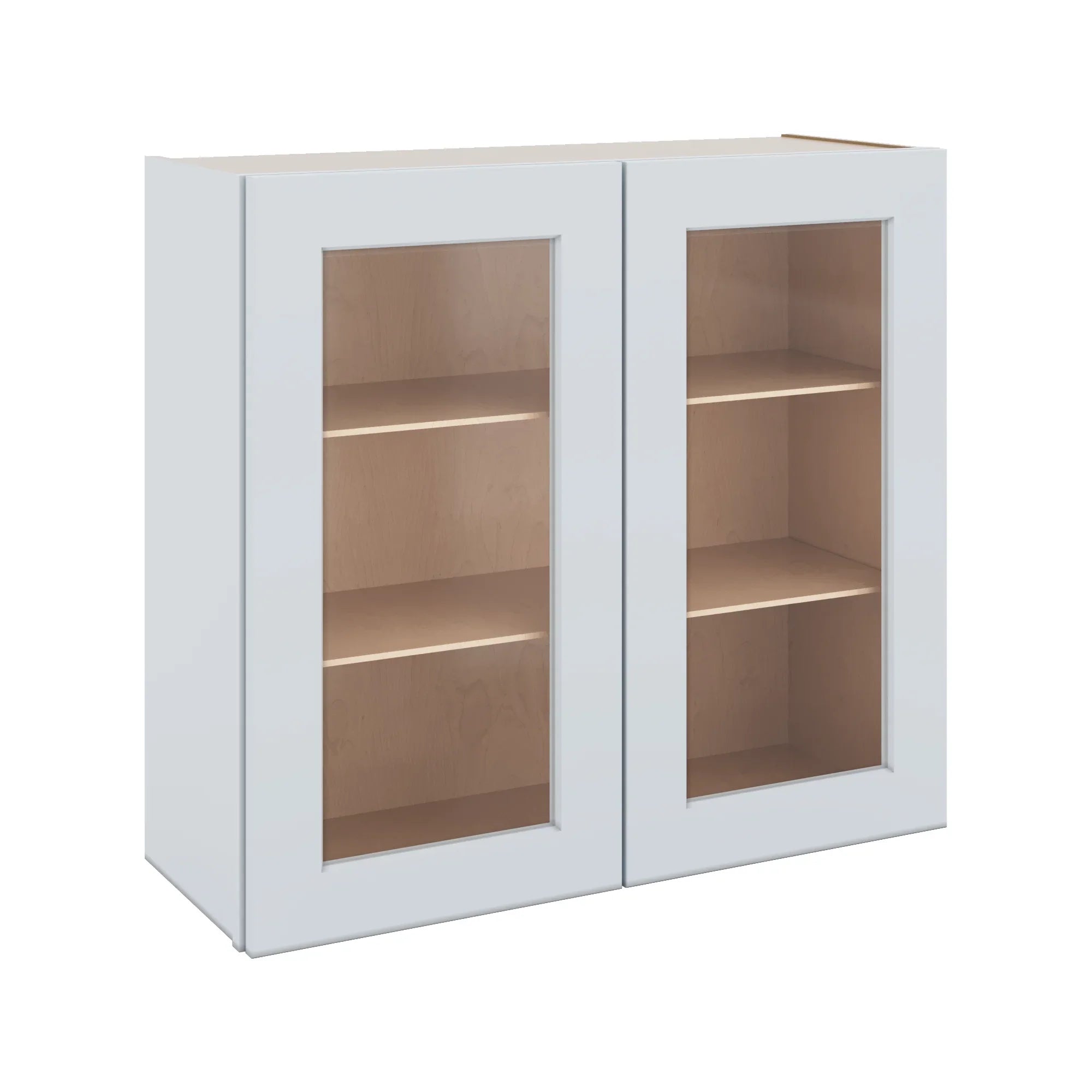 J&K White Shaker S8 Wall Glass Cabinet - 33" W x 30" H (No Glass Insert)