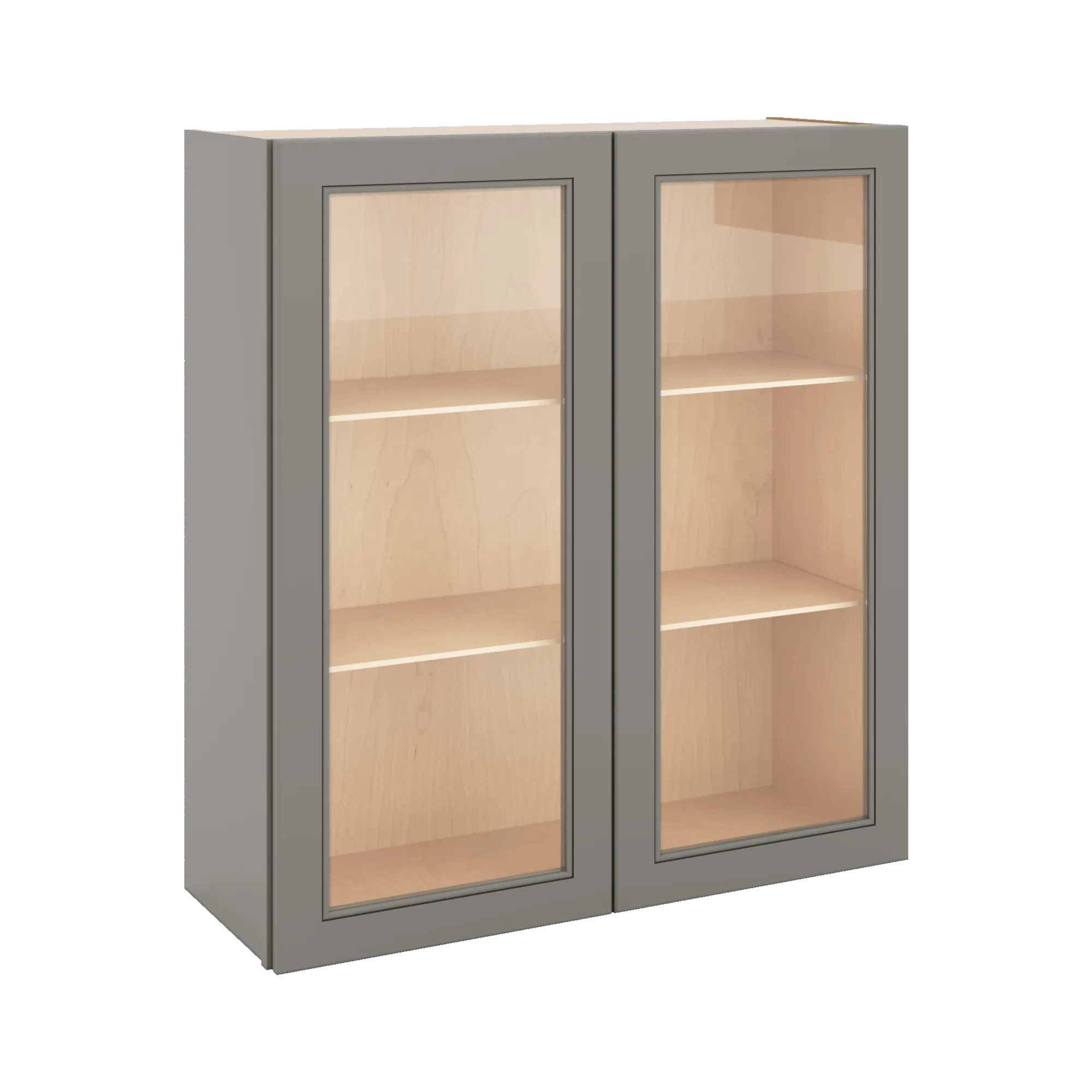 J&K Greige K3 Wall Glass Cabinet - 33" W x 36" H (No Glass Insert)