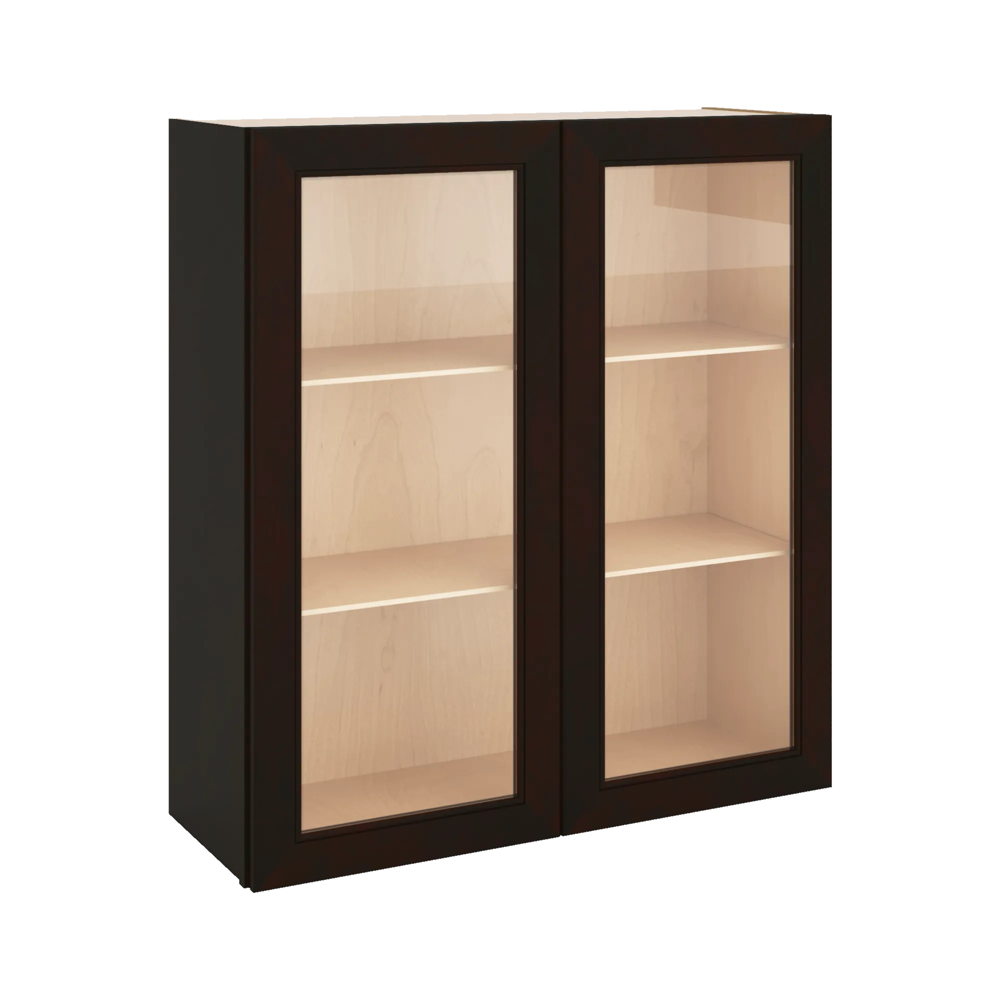 J&K Espresso K8 Wall Glass Cabinet - 33" W x 36" H (No Glass Insert)