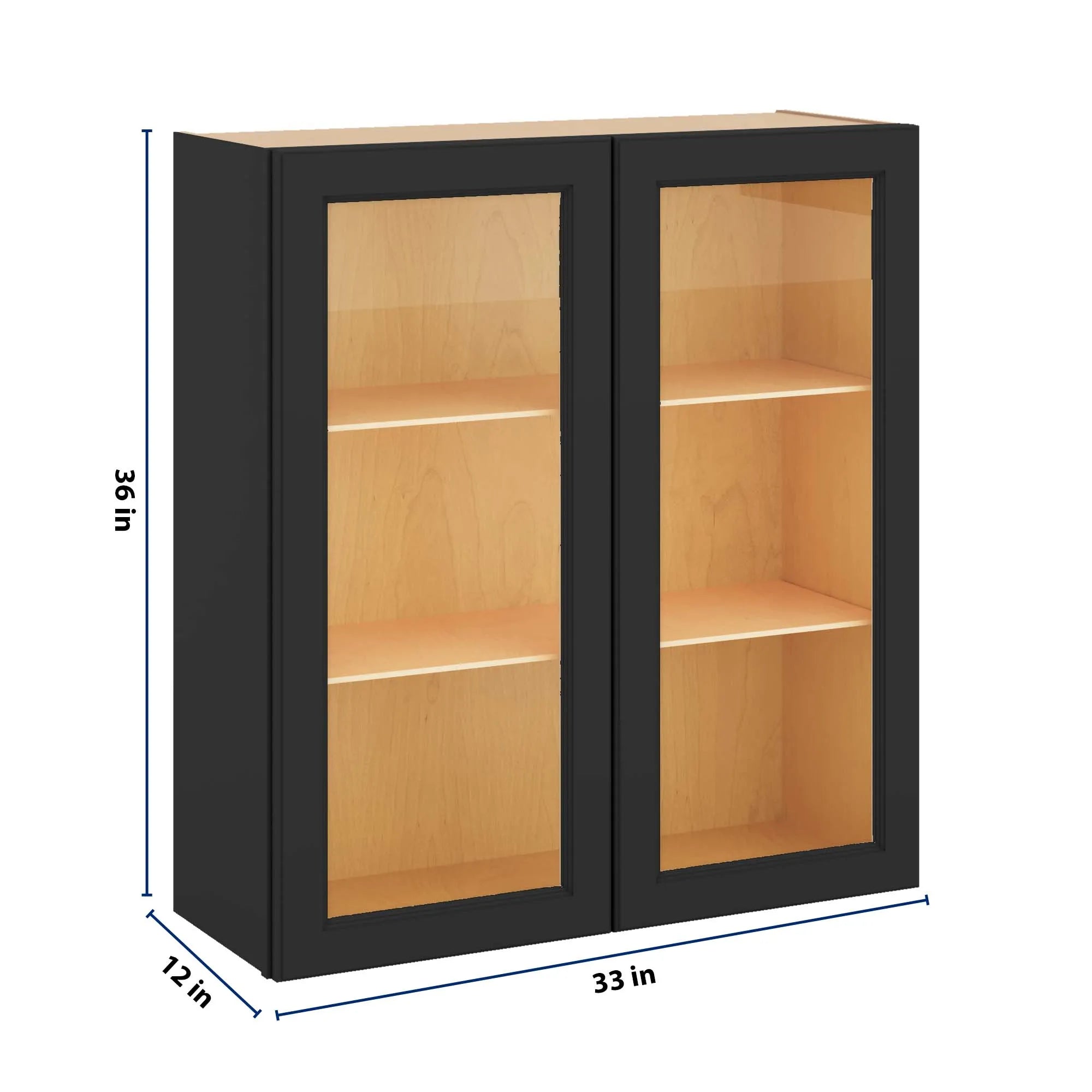 J&K Charcoal E2 Wall Glass Cabinet - 33" W x 36" H (No Glass Insert)