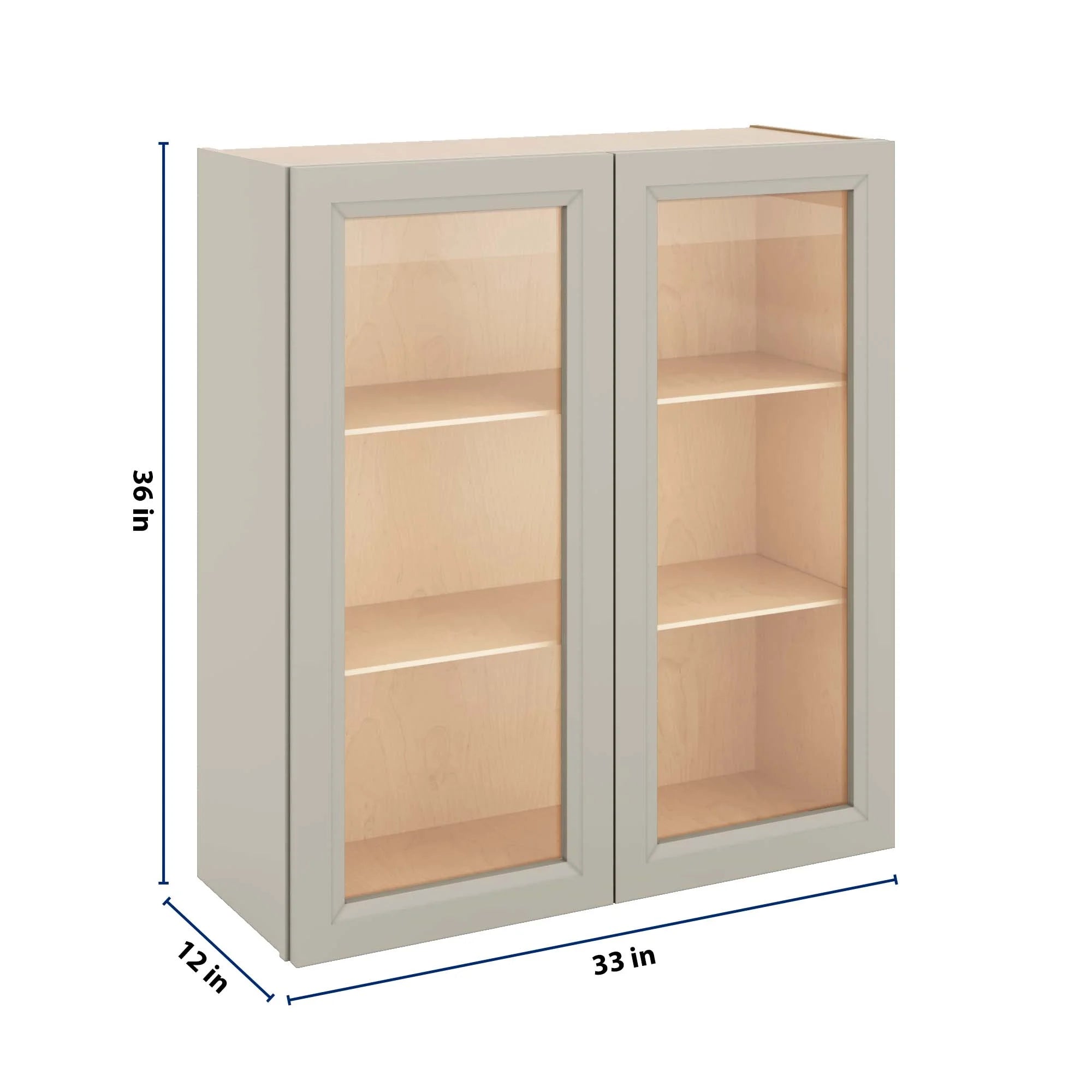 J&K Pebble B6 Wall Glass Cabinet - 33" W x 36" H (No Glass Insert)