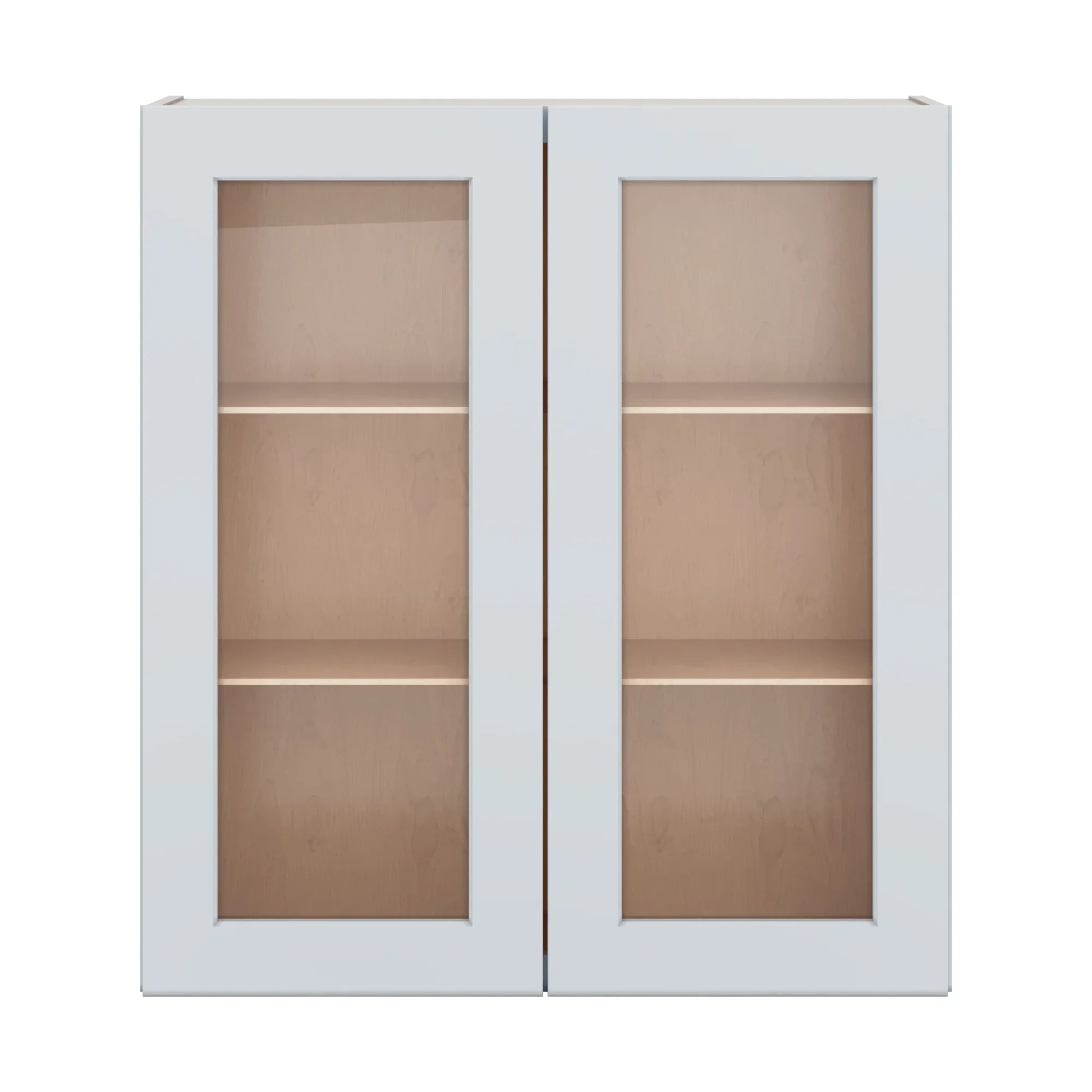 J&K White Shaker S8 Wall Glass Cabinet 33" W x 36" H (No Glass Insert)