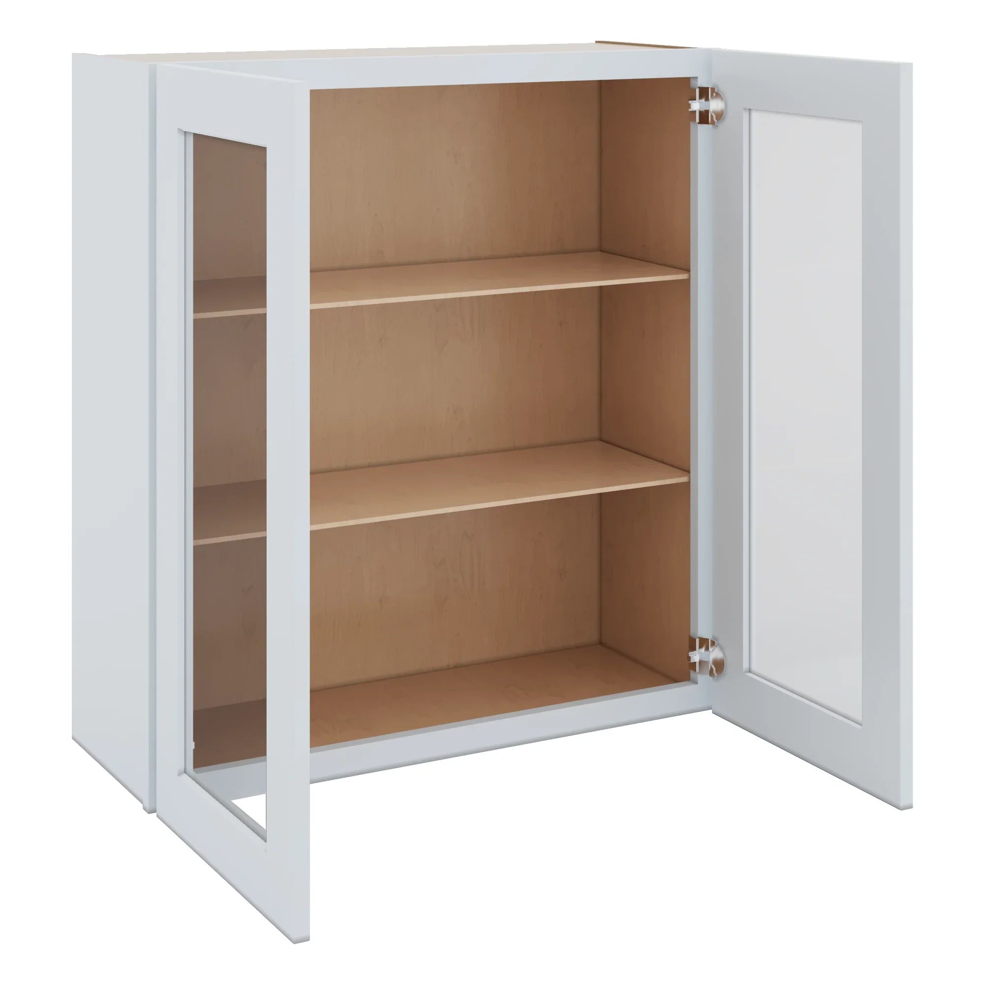 J&K White Shaker S8 Wall Glass Cabinet 33" W x 36" H (No Glass Insert)