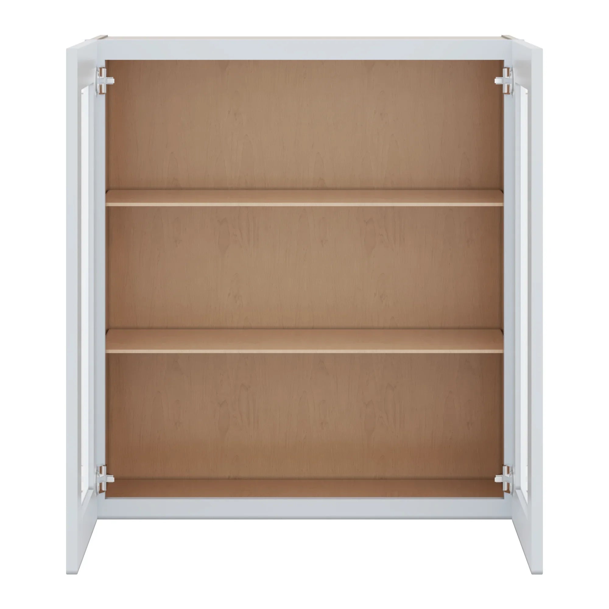 J&K White Shaker S8 Wall Glass Cabinet 33" W x 36" H (No Glass Insert)