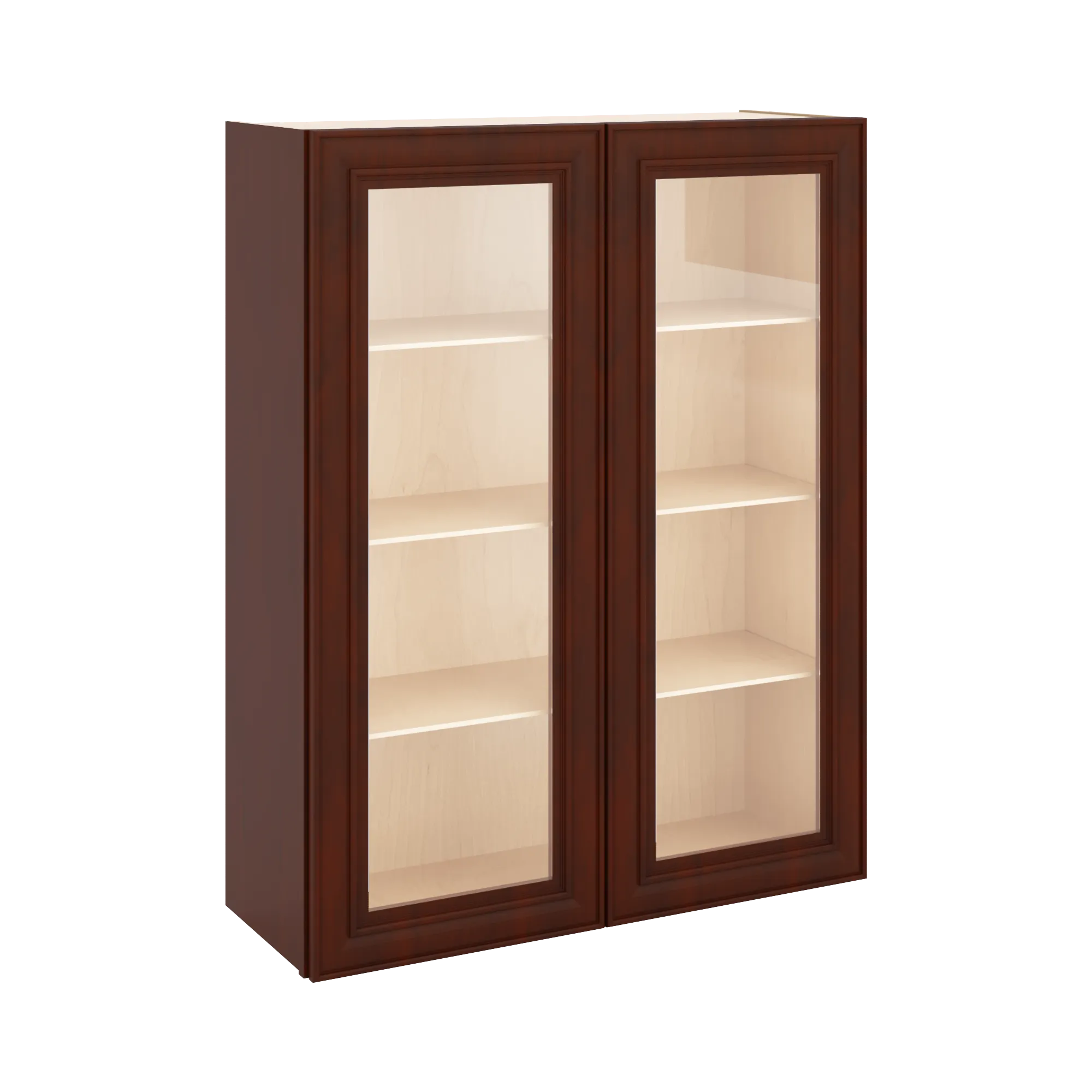J&K Mahogany J5 Wall Glass Cabinet - 33" W x 42" H (No Glass Insert)