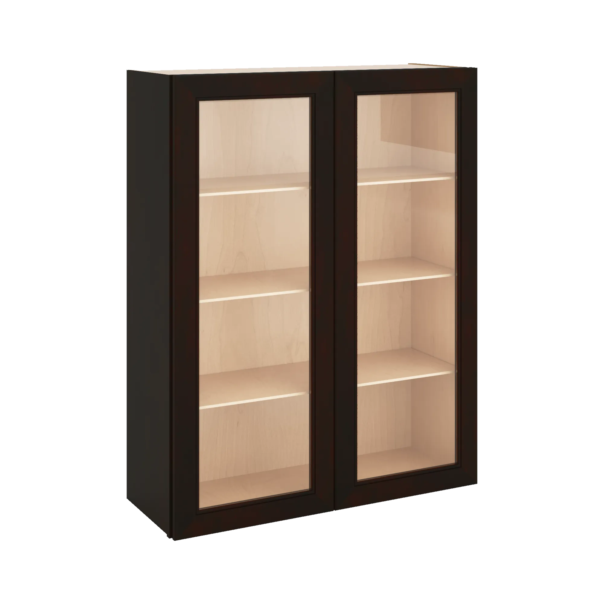 J&K Espresso K8 Wall Glass Cabinet - 33" W x 42" H (No Glass Insert)