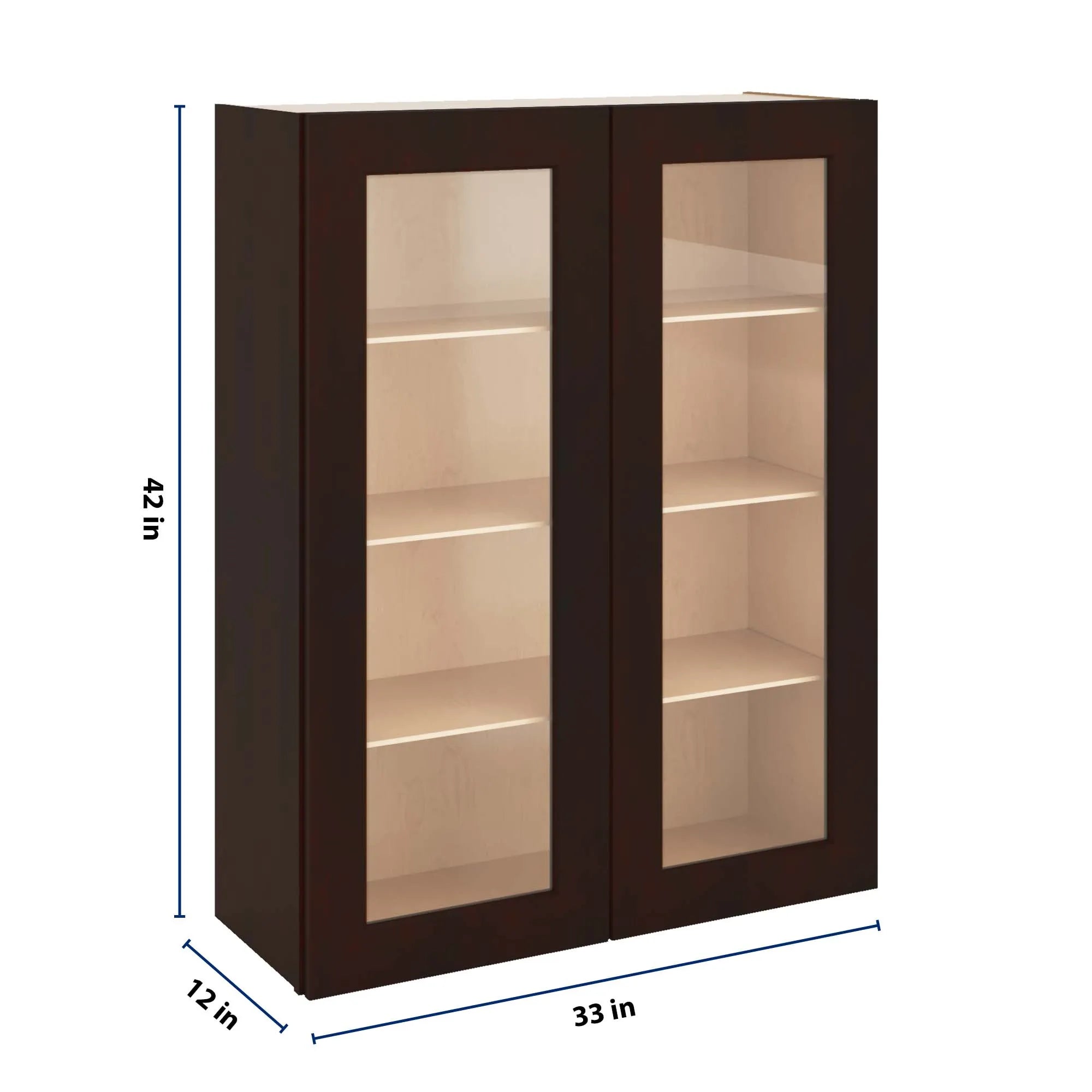 J&K Java Coffee S1 Wall Glass Cabinet - 33" W x 42" H (No Glass Insert)
