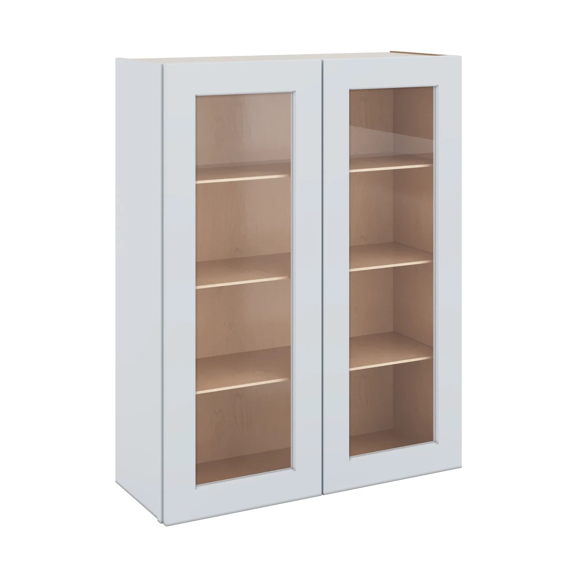 J&K White Shaker S8 Wall Glass Cabinet - 33" W x 42" H (No Glass Insert)