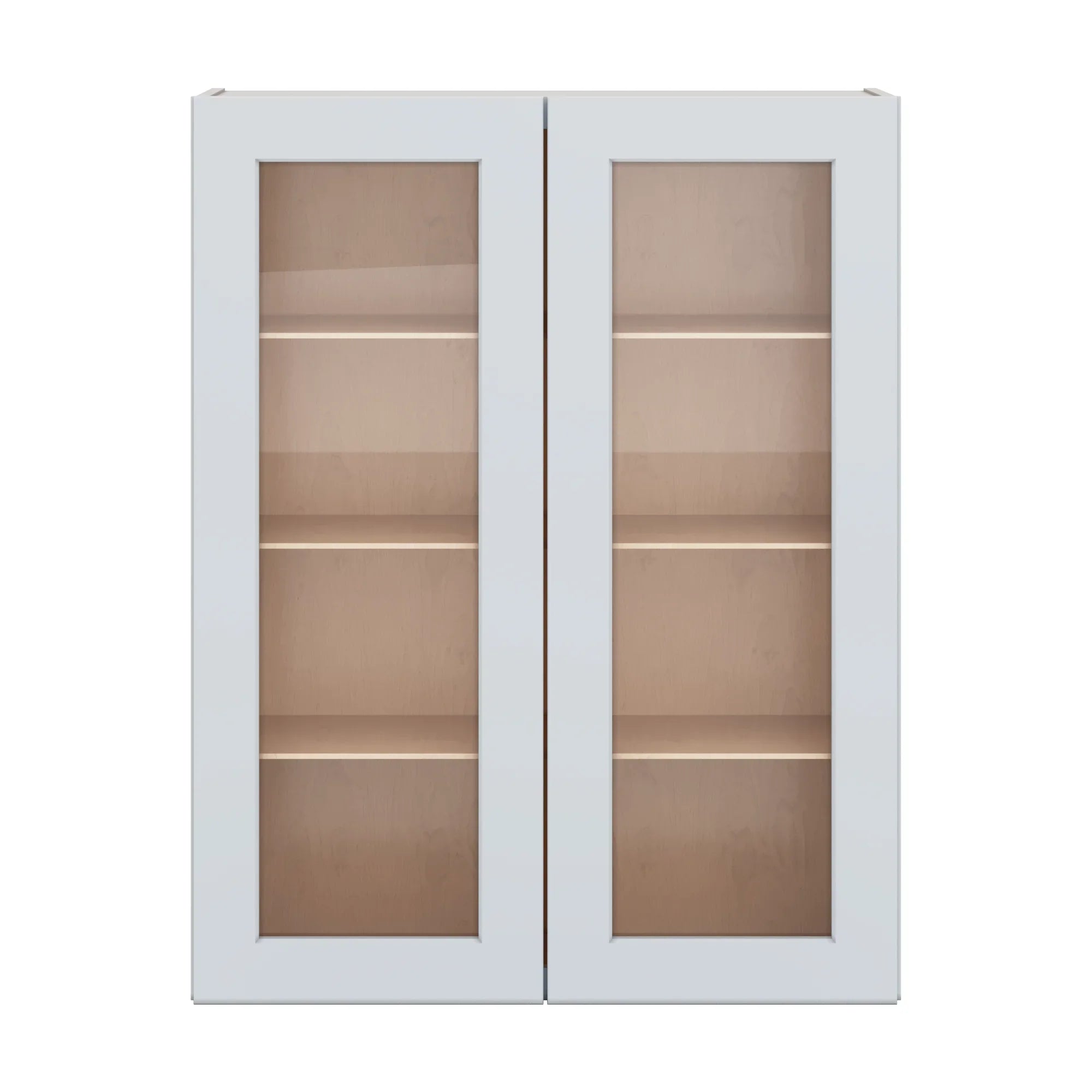 J&K White Shaker S8 Wall Glass Cabinet 33" W x 42" H (No Glass Insert)