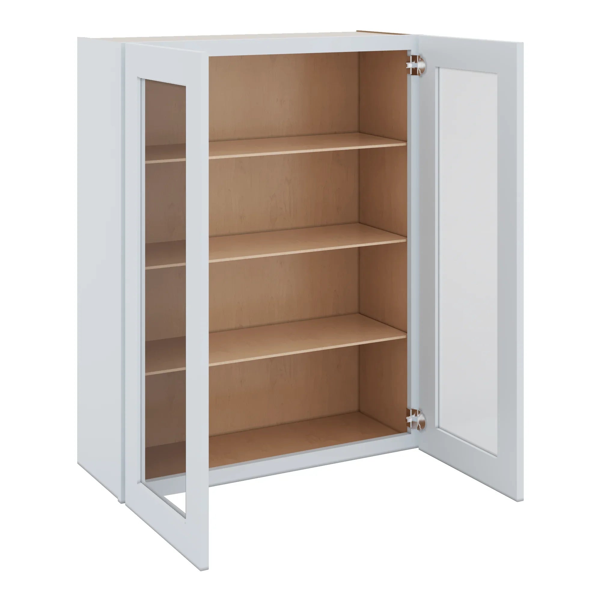 J&K White Shaker S8 Wall Glass Cabinet 33" W x 42" H (No Glass Insert)
