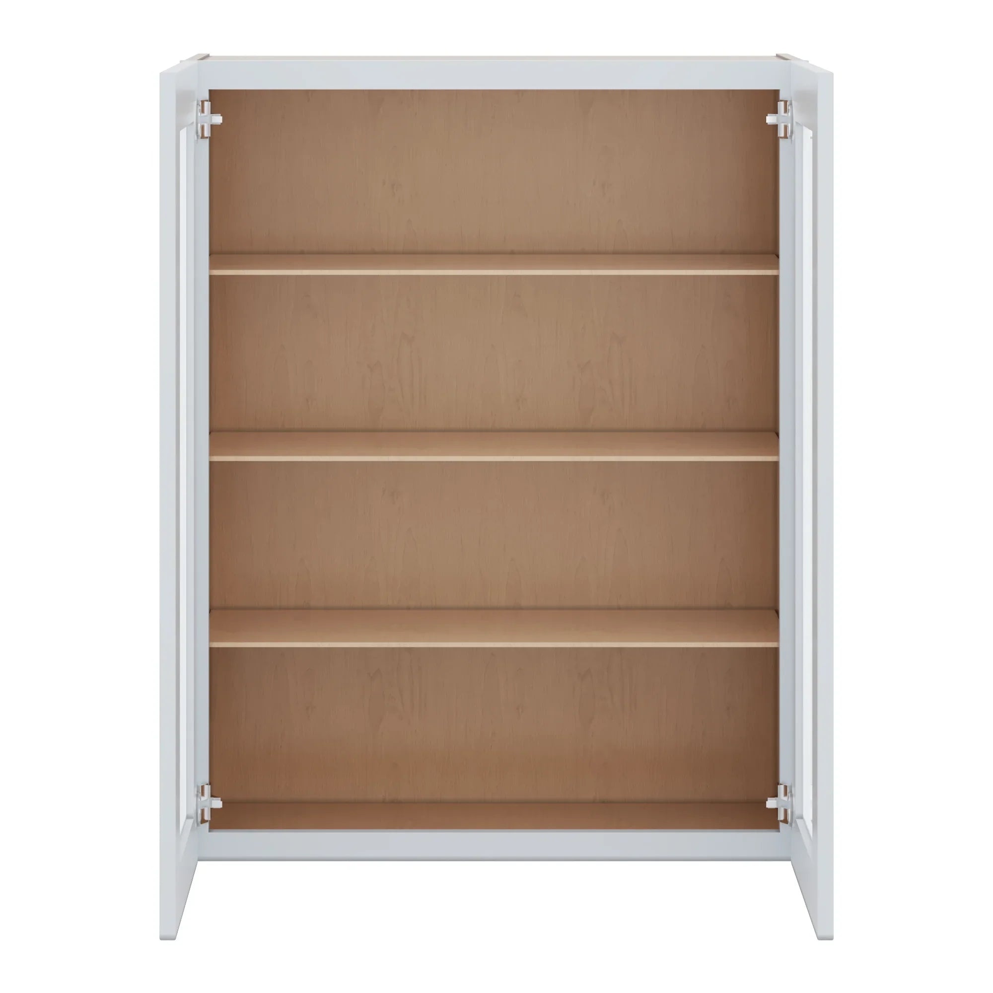 J&K White Shaker S8 Wall Glass Cabinet 33" W x 42" H (No Glass Insert)